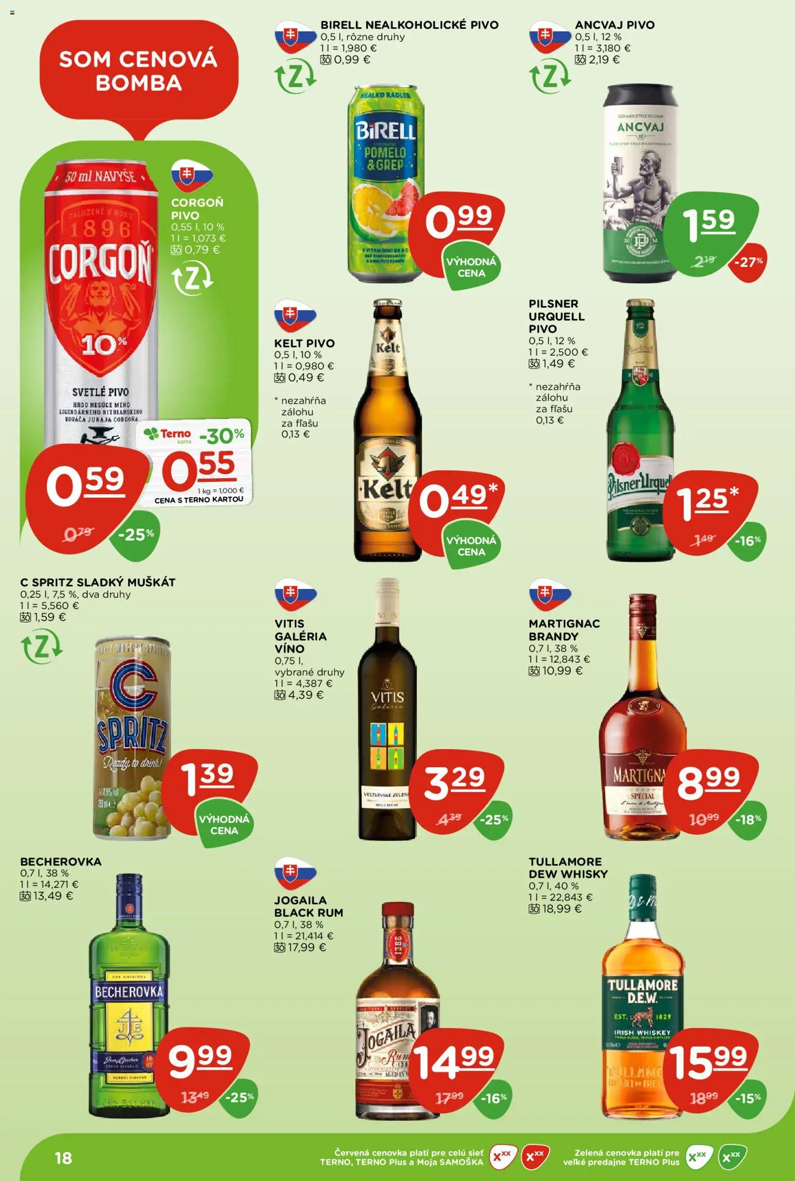 Nové Terno akcie – leták je platný od 20.08.2026 | Strana: 18 | Produkty: Birell, Radler, Whisky, Pomelo