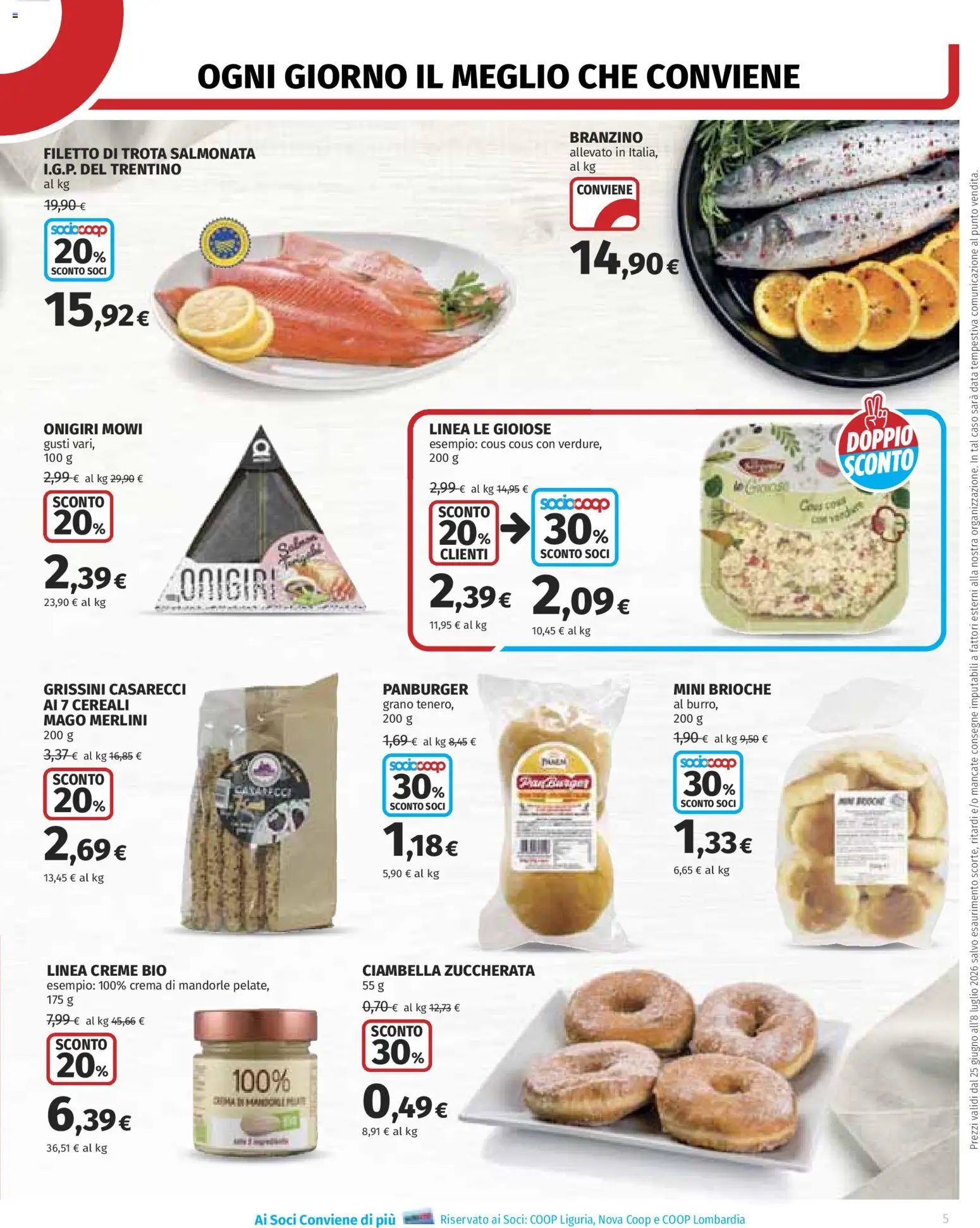 Volantino COOP del 25/06/2026 | Pagina: 5 | Prodotti: Crema, Cereali, Mandorle, Grissini