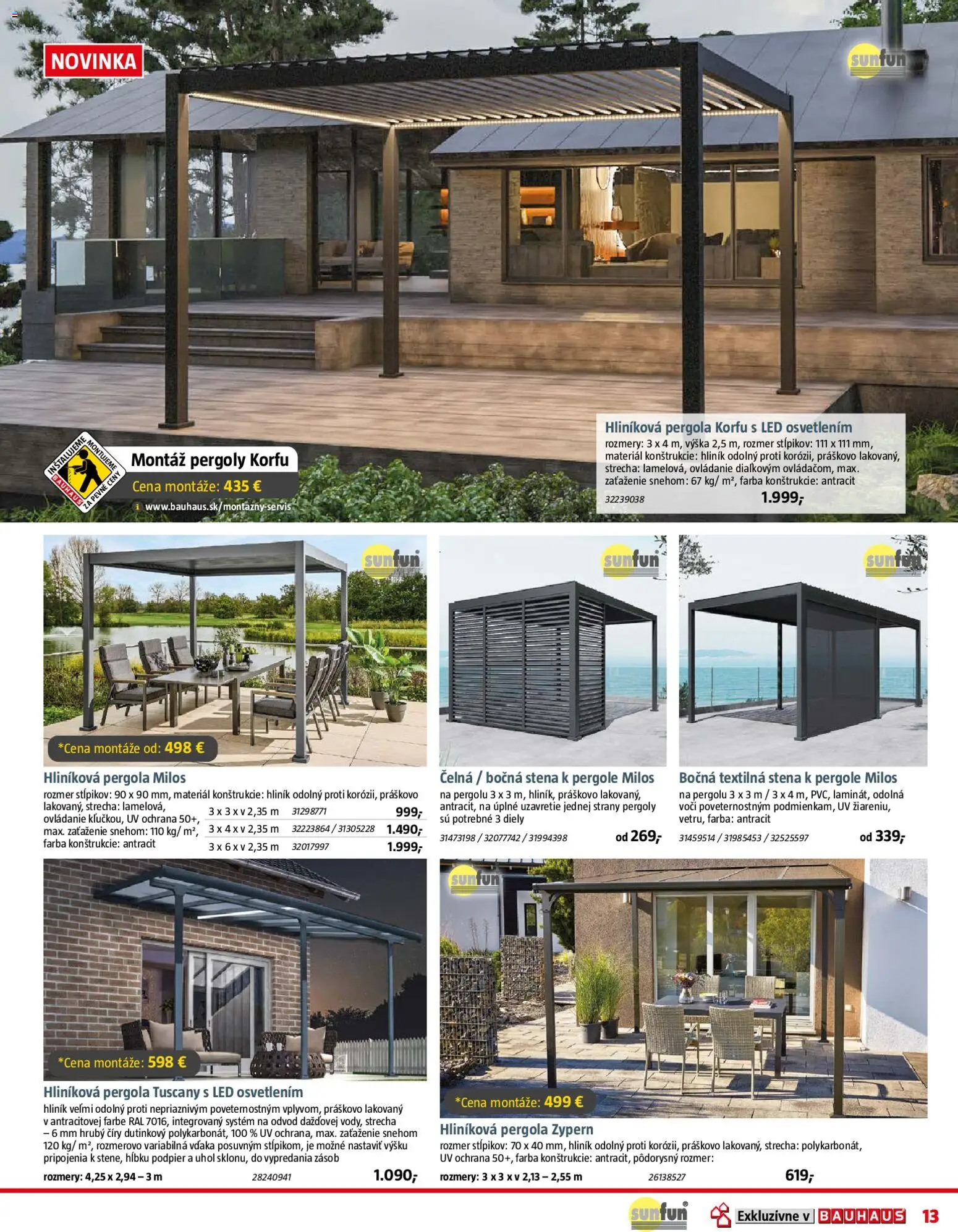 Nové Bauhaus akcie – leták je platný od 04.05.2026 | Strana: 13 | Produkty: Pergola, Led