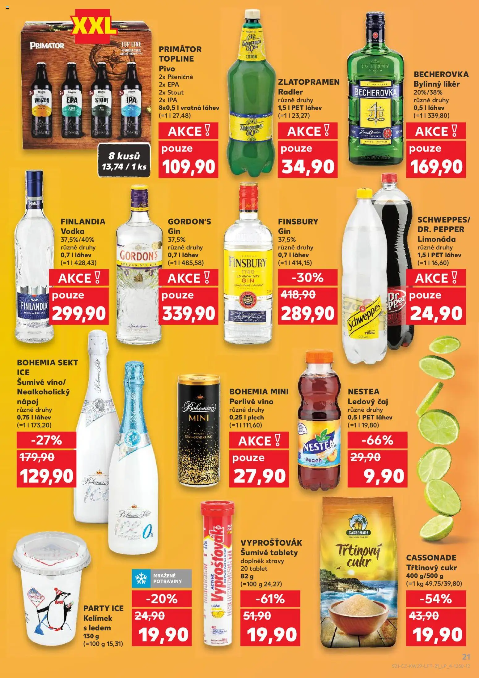 Kaufland leták od 15.07.2026 | Strana: 21 | Produkty: Vodka, Bohemia Sekt Ice, Tonic, Becherovka