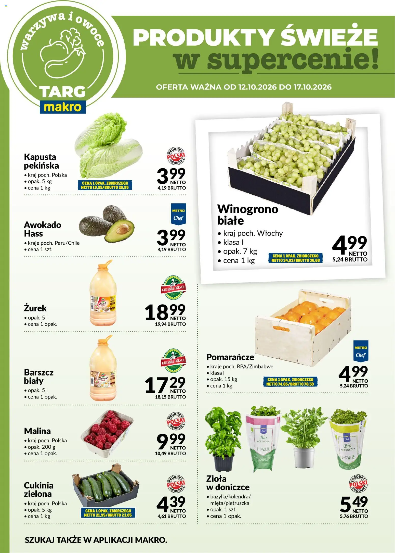 Makro gazetka - Oferta świeża w super cenach od 12.10.2026 | Strona: 5 | Produkty: Malina, Cukinia, Zioła, Owoce