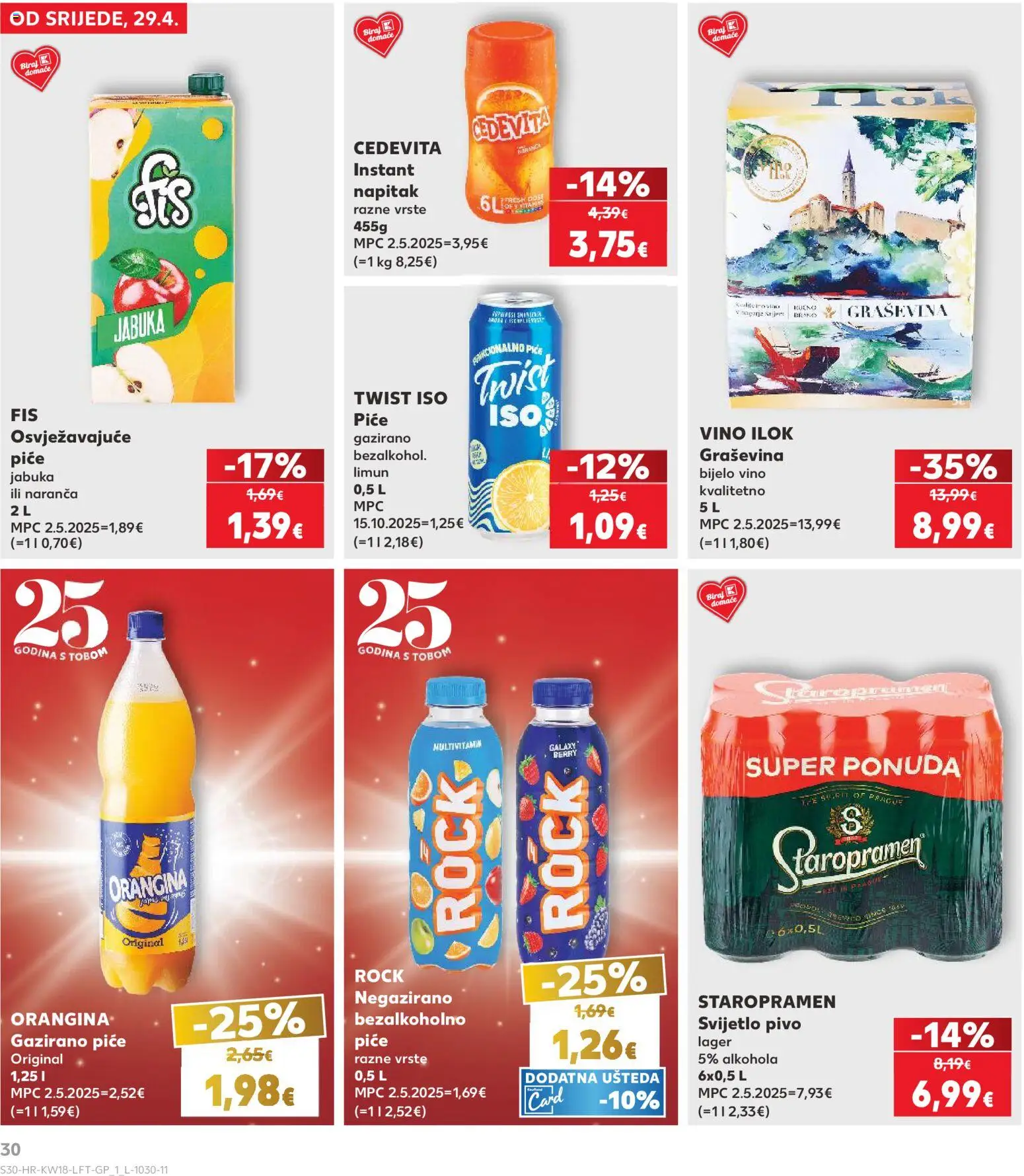 Kaufland katalog | vrijedi od 29.04.2026 | Stranica: 30 | Proizvodi: Bijelo vino, Vino, Pivo, Jabuka