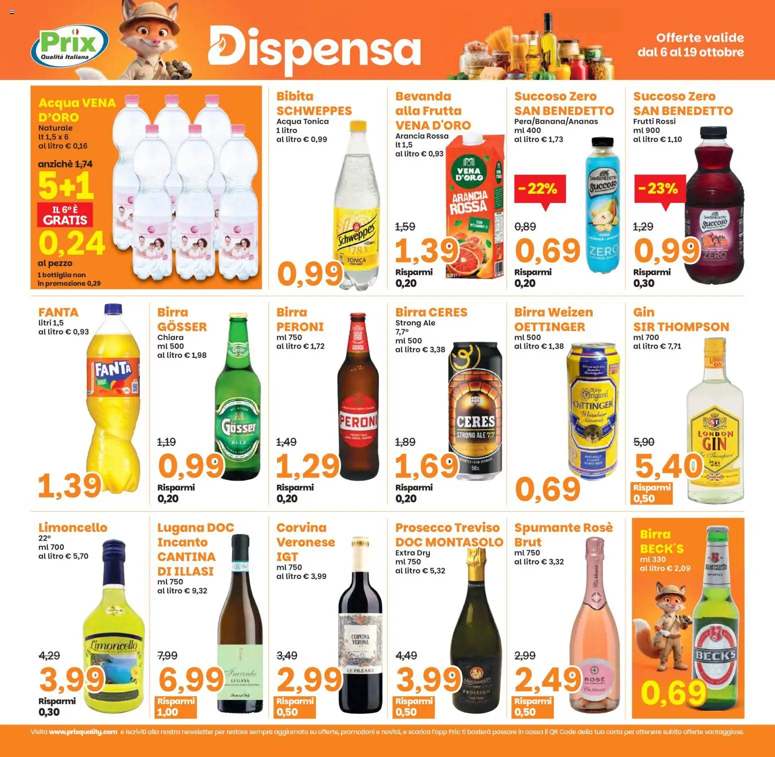 Volantino Prix del 06/10/2026 | Pagina: 19 | Prodotti: Prosecco, Frutta, Limoncello, Bottiglia
