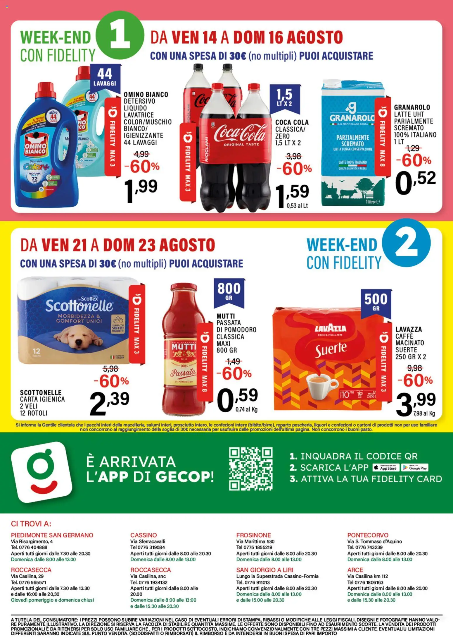 Volantino GECOP del 10/08/2026 | Pagina: 20 | Prodotti: Carta igienica, Mutti, Lavazza, Coca Cola