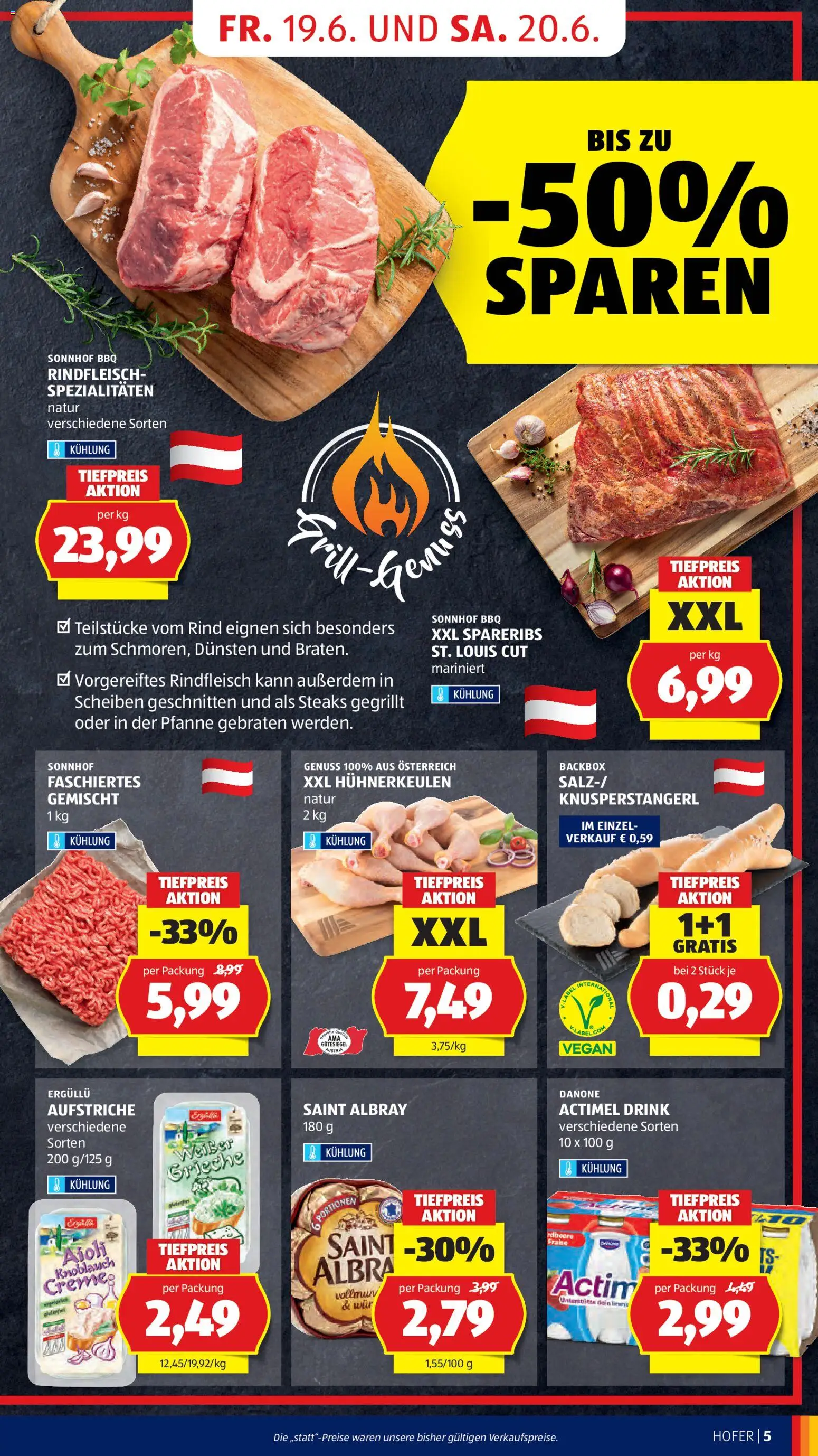 Hofer AT akciós ujság - amely érvényes a következő dátumtól: 19.06.2026 | Oldal: 9 | Termékek: Actimel, Vegán