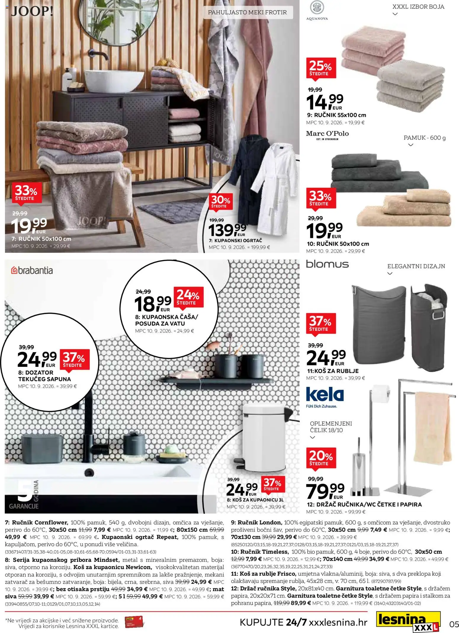 Lesnina katalog | vrijedi od 29.09.2026 | Stranica: 5 | Proizvodi: Ručnik
