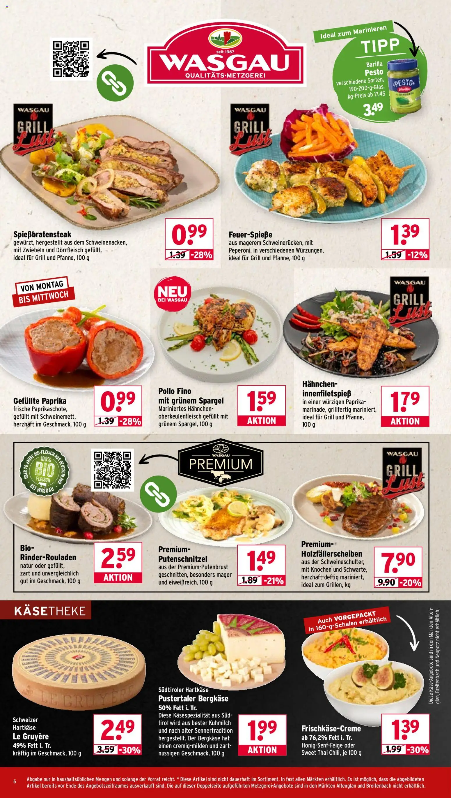 Wasgau Prospekt 	 – gültig ab 04.05.2026 | Seite: 6 | Produkte: Rinderrouladen, Barilla, Zwiebeln, Putenschnitzel