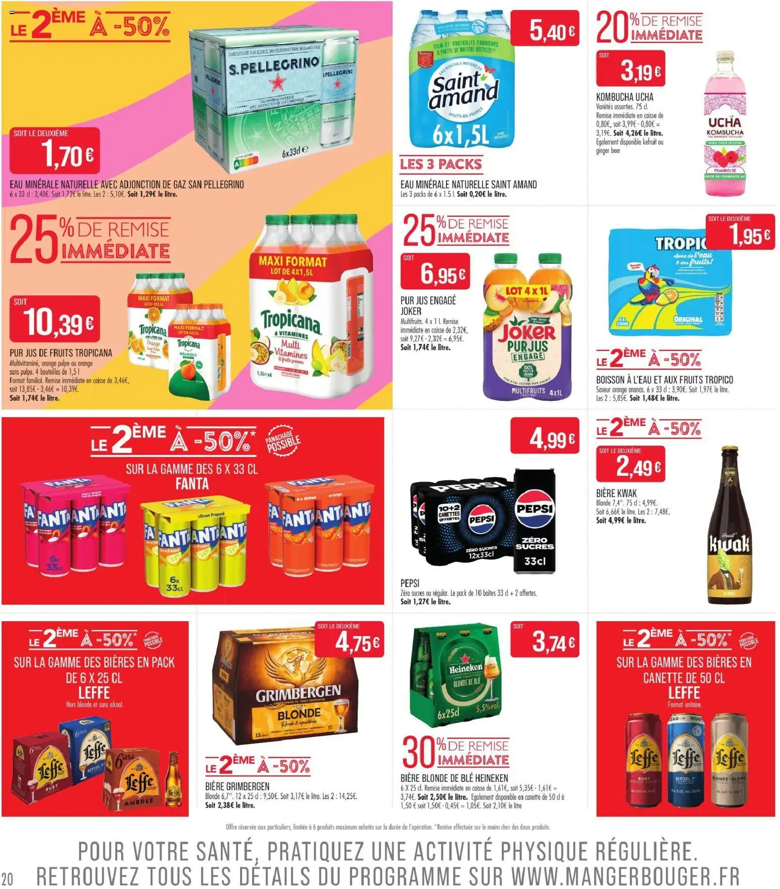 {H1} | Page: 20 | Produits: Leffe, Framboise, Eau minérale naturelle, Jus