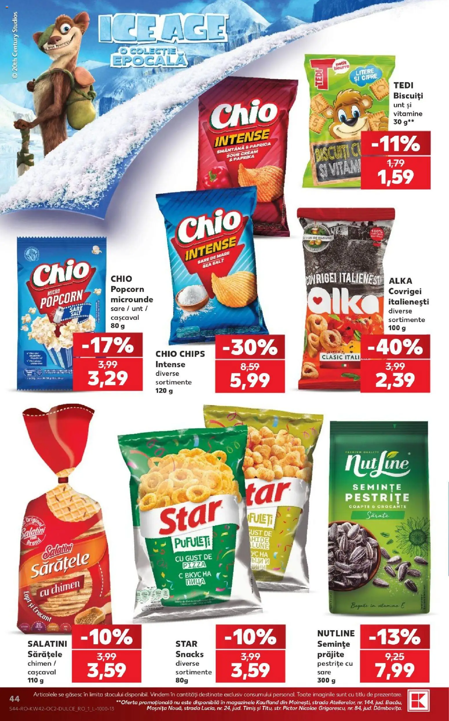 Kaufland RO akciós ujság - amely érvényes a következő dátumtól: 2026.10.14. | Oldal: 44 | Termékek: Chips, Chio, Paprika, Popcorn