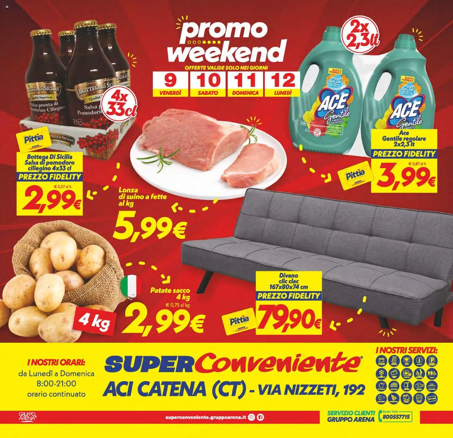 Volantino SuperConveniente del 02/10/2026 | Pagina: 32 | Prodotti: Candeggina, Salsa, Suino, Divano