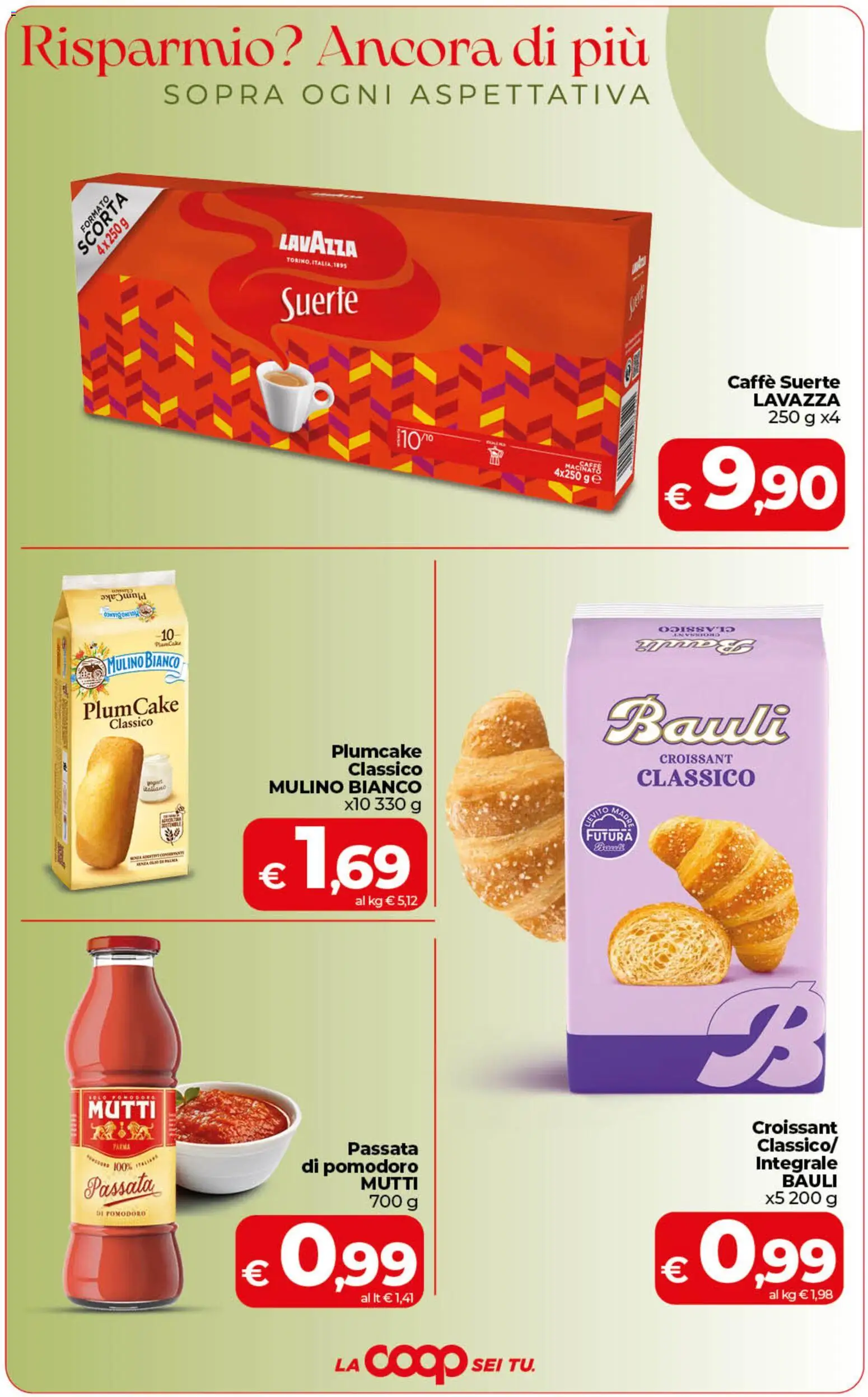 Volantino COOP del 13/10/2026 | Pagina: 2 | Prodotti: Caffè, Mutti, Plumcake, Croissant