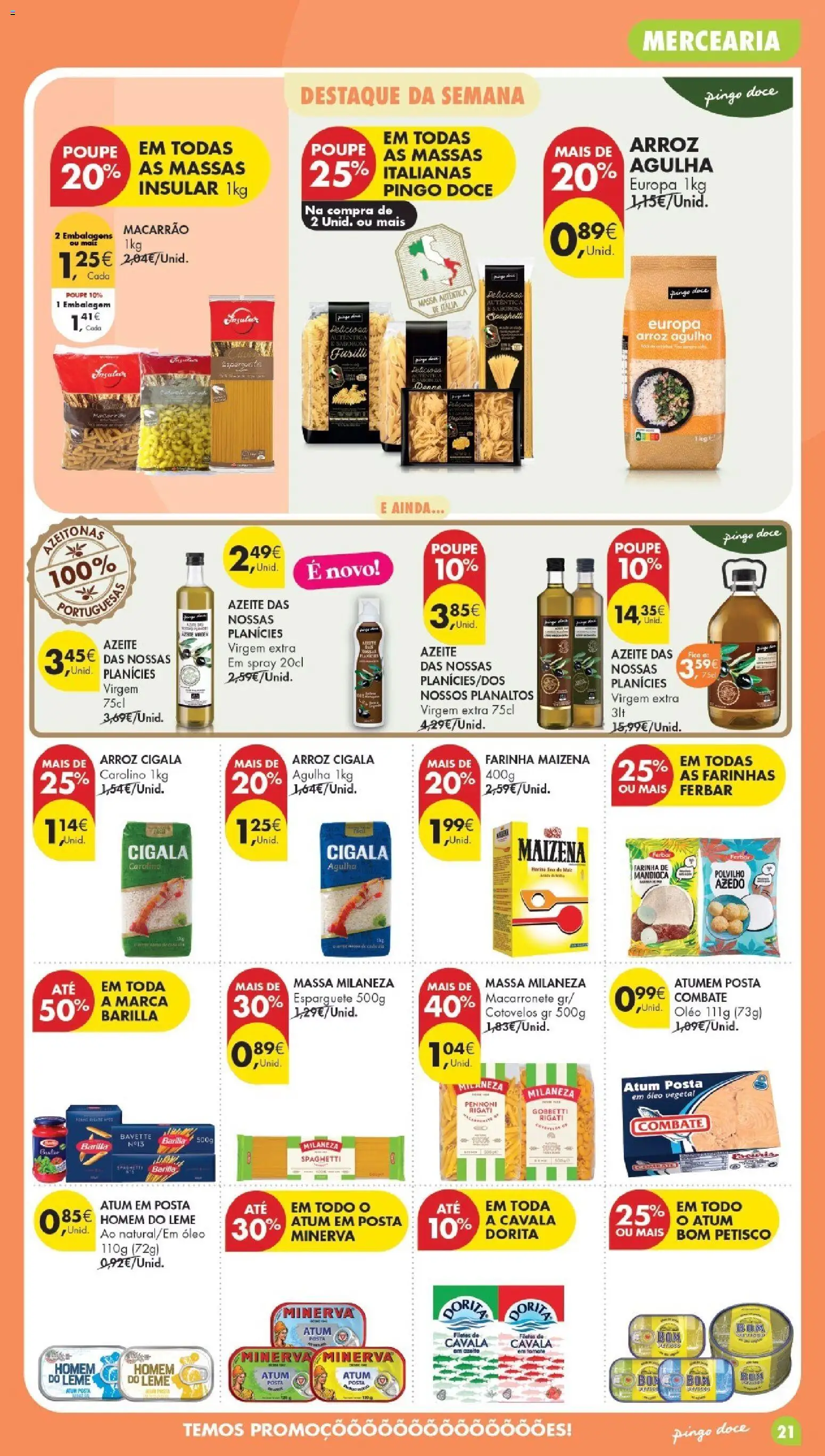 Pingo Doce Poupe Esta Semana Lojas Grandes │ válido de 29/09/2026 | Página: 21 | Produtos: Esparguete, Azeite, Azeitonas, Macarrão