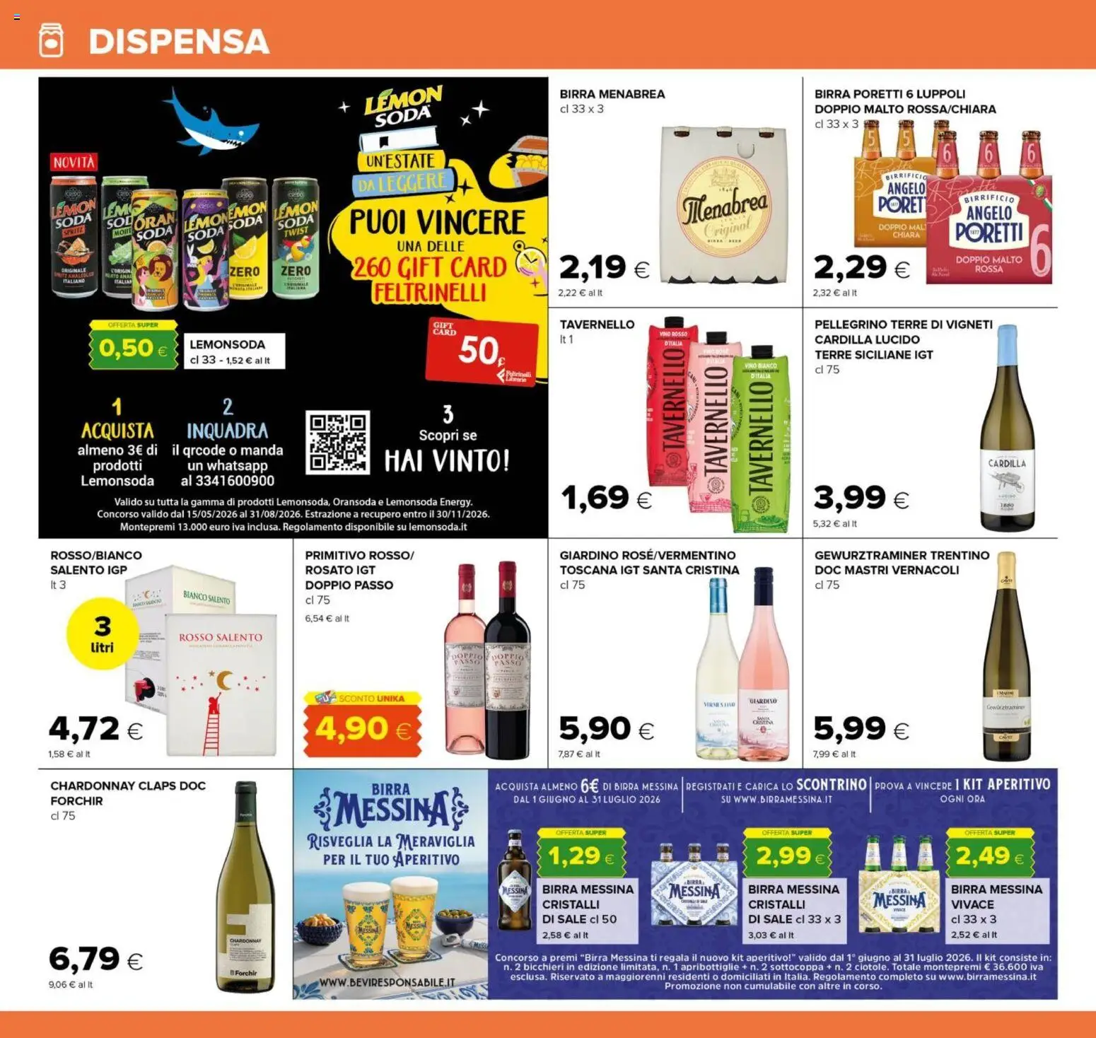 Volantino Oasi del 16/07/2026 | Pagina: 16 | Prodotti: Birra, Vino, Birra messina, Aperitivo