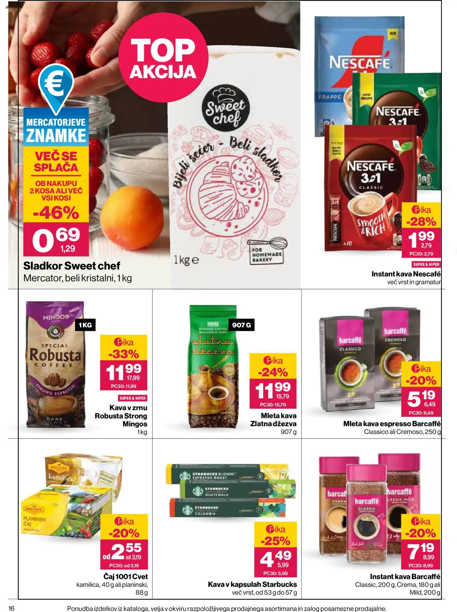 Novi Mercator katalog ponudbe – veljaven od 03.09.2026 | Stran: 16 | Izdelki: Instant kava, Kava, Caj, Sladkor