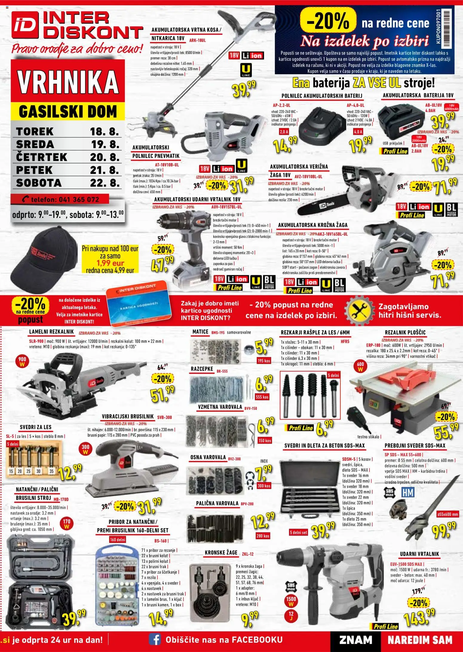 Novi Inter Diskont katalog ponudbe – veljaven od 18.08.2026 | Stran: 1 | Izdelki: Telefon, Usb, Rezalnik, Brusilnik