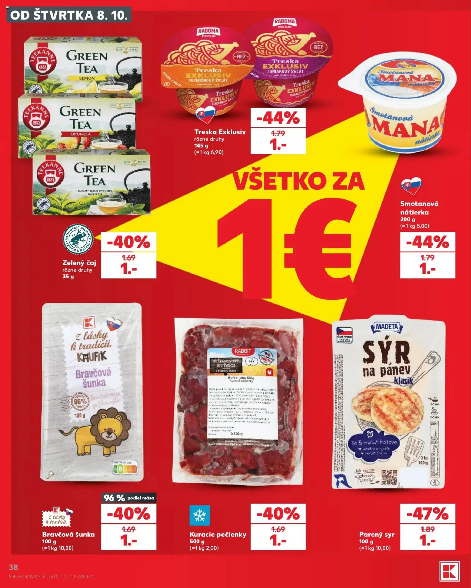 Nové Kaufland akcie – leták je platný od 08.10.2026 | Strana: 38 | Produkty: Čaj, Nátierka, Zelený čaj, Tuniakový šalát