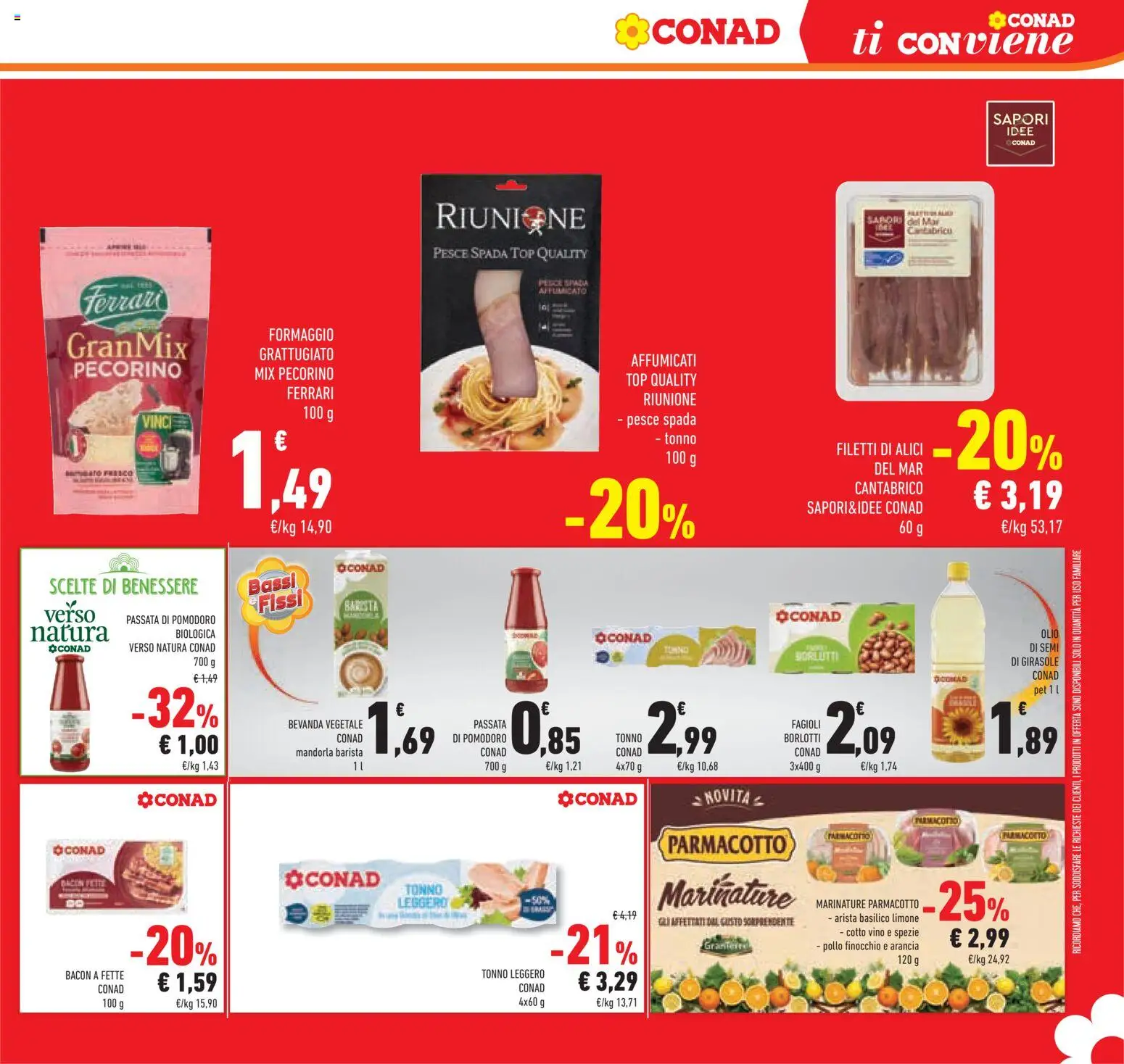 Volantino Conad del 26/08/2026 | Pagina: 29 | Prodotti: Olio di semi, Passata di pomodoro, Tonno, Pesce spada