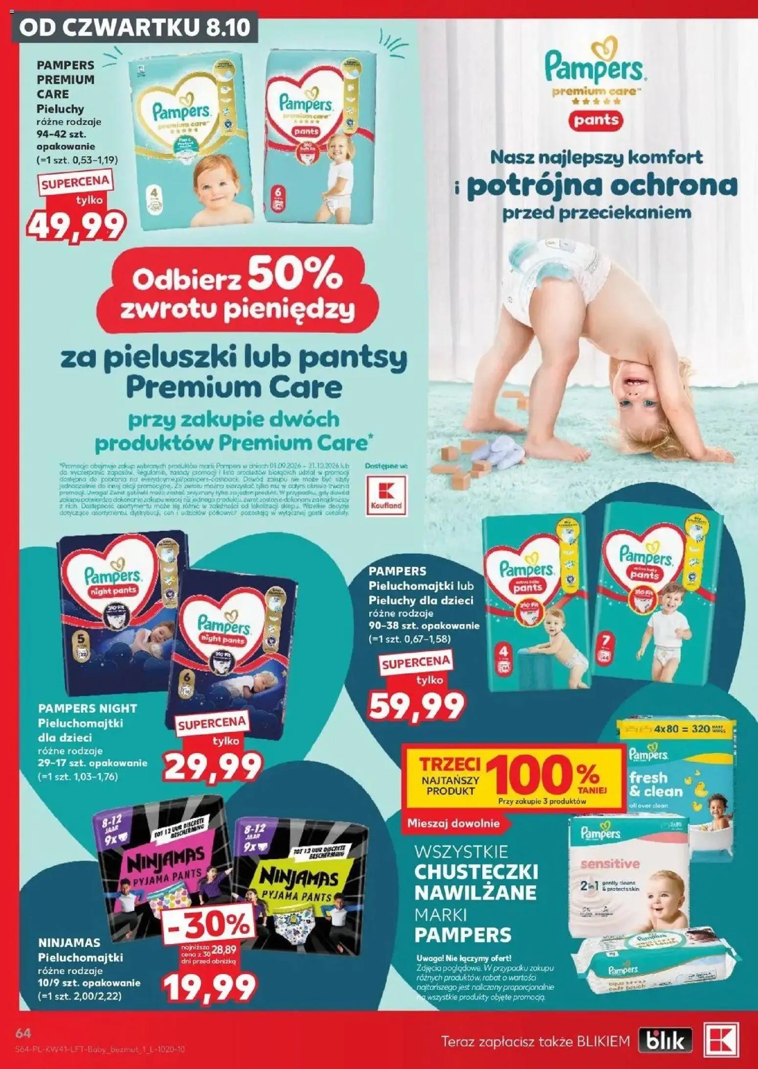 Kaufland aktualna gazetka od 08.10.2026 - od jutra PDF | Strona: 64 | Produkty: Chusteczki, Pieluchy dla dzieci, Pampers, Pieluchy pampers