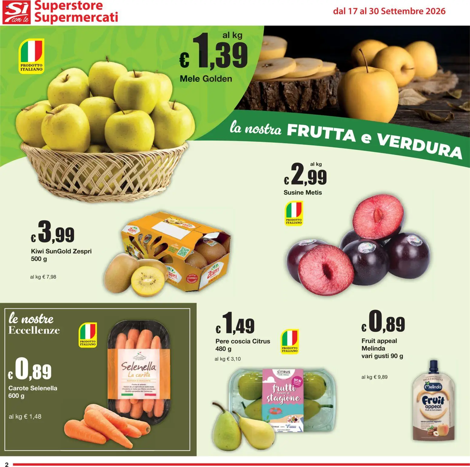 Volantino Sì con Te del 17/09/2026 | Pagina: 2 | Prodotti: Mele, Tè, Frutta, Susine