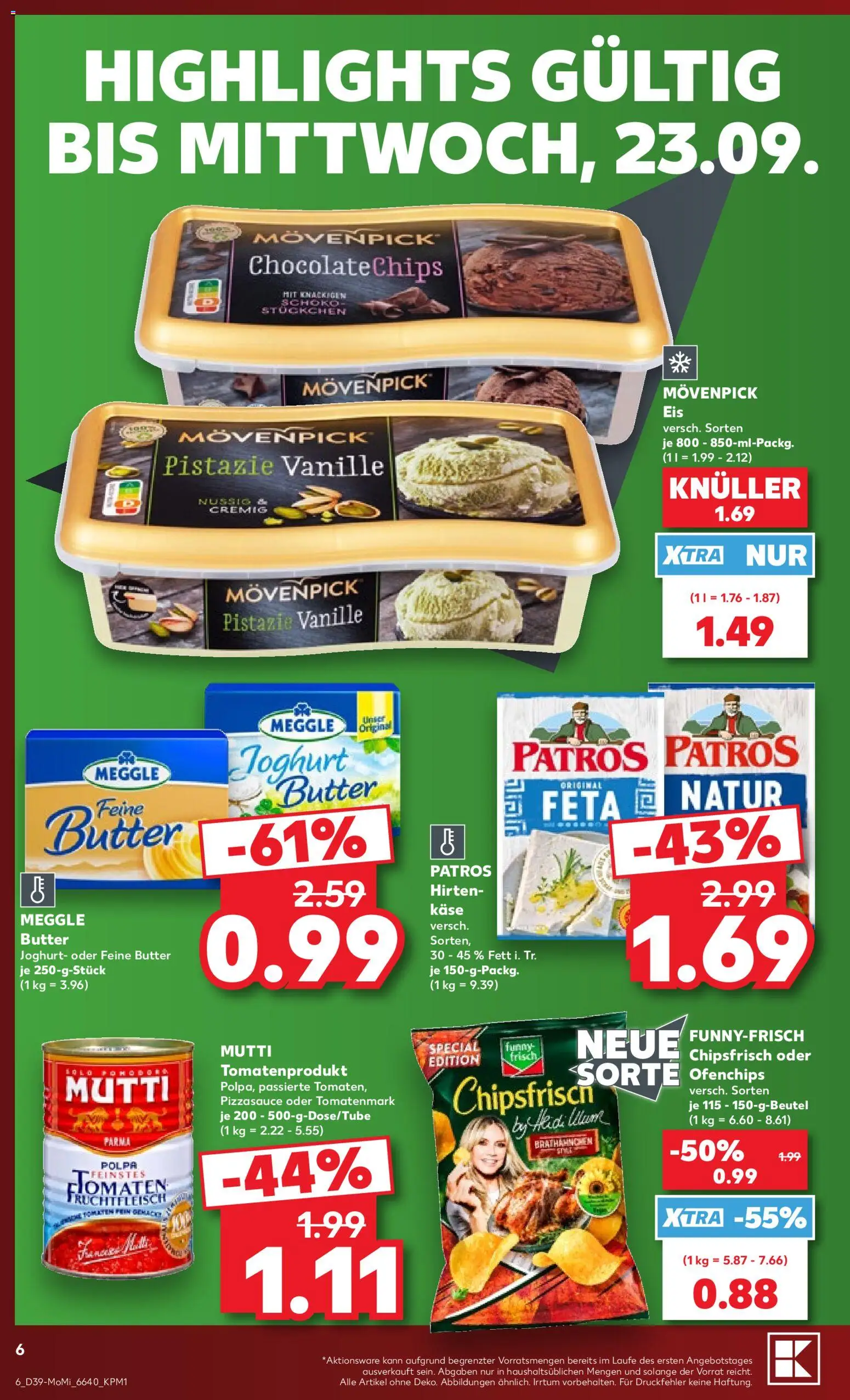 Kaufland Německo leták - Wochenstart od 21.09.2026 | Strana: 6 | Produkty: Kaše, Feta