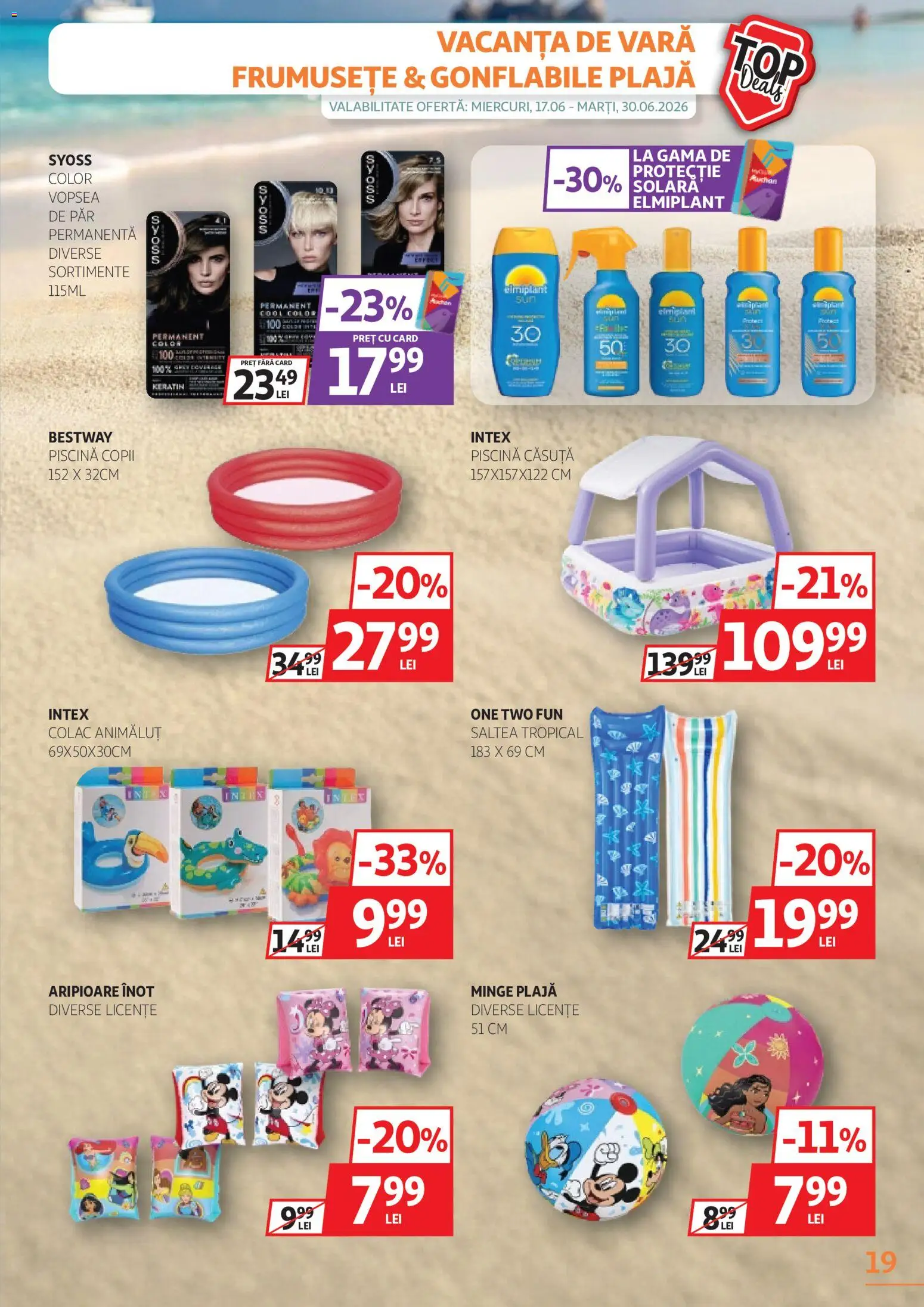 Noul catalog Auchan – valabil de la 17.06.2026 | Pagină: 19 | Produse: Vopsea, Saltea, Piscină