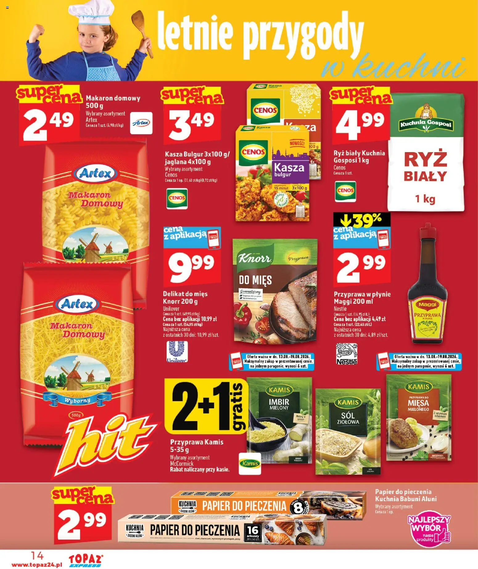 Topaz gazetka - Express od 13.08.2026 | Strona: 14 | Produkty: Imbir, Kasza, Bulgur, Makaron