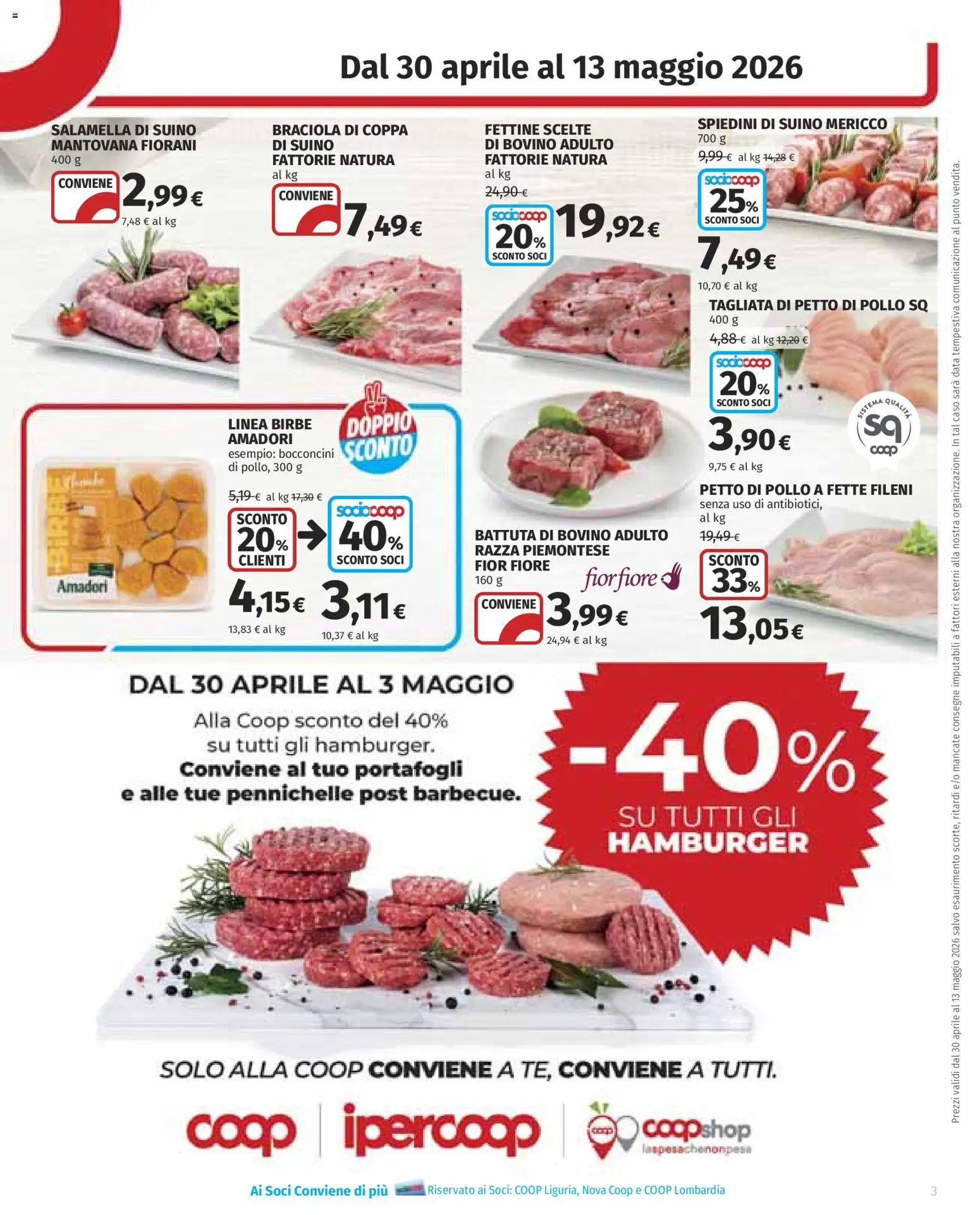 Volantino COOP del 30.04.2026 | Pagina: 3 | Prodotti: Petto di Pollo, Salamella, Pollo, Suino