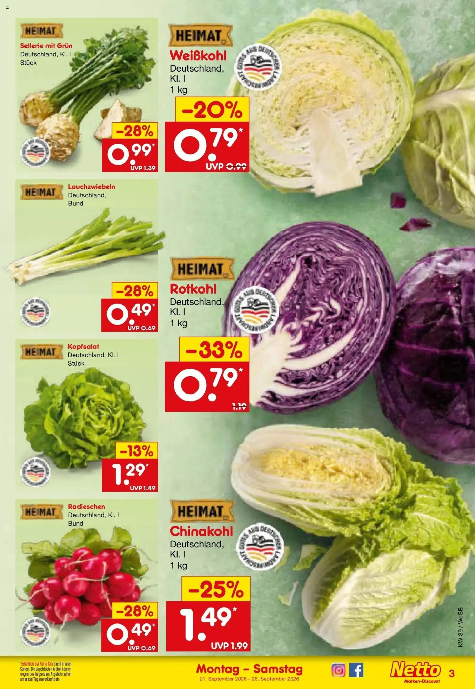 Netto Marken-Discount Prospekt Ludwigshafen-Edigheim – gültig ab 21.09.2026 | Seite: 9 | Produkte: Rotkohl, Chinakohl