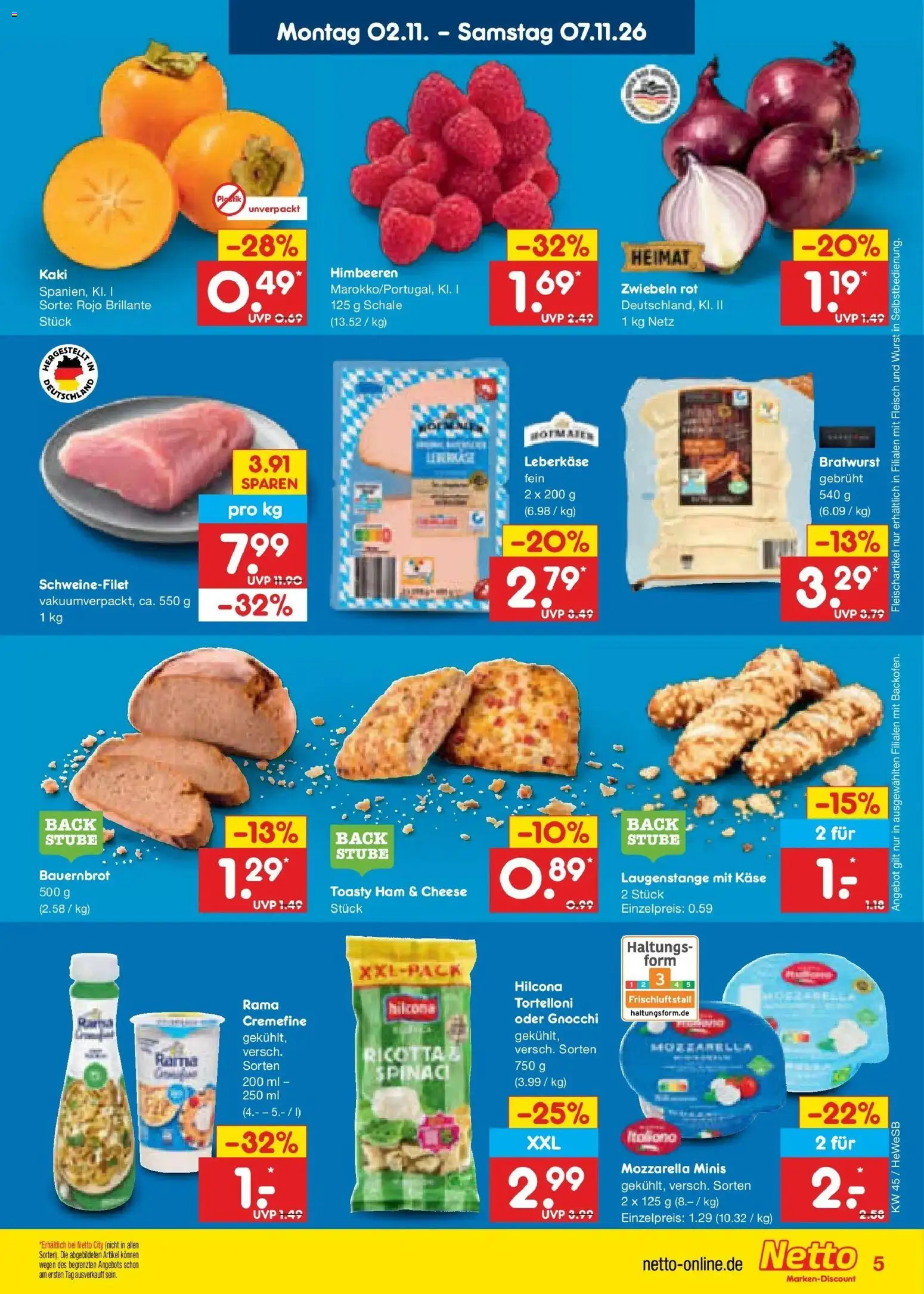 Netto Marken-Discount Prospekt Hamburg – gültig ab 02.11.2026 | Seite: 7 | Produkte: Himbeeren, Mozzarella, Zwiebeln, Leberkase