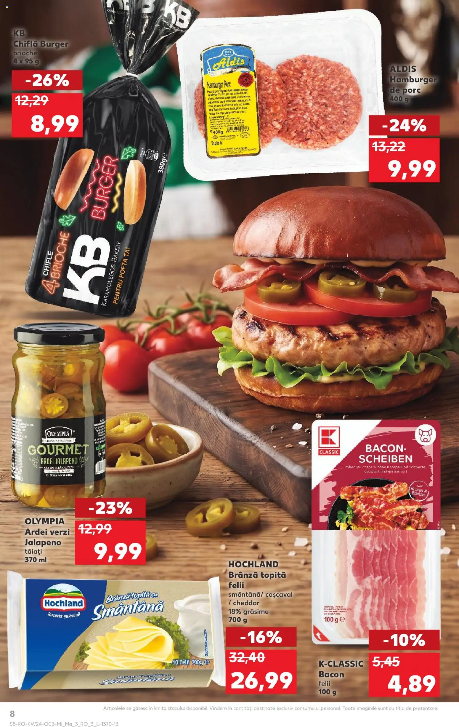 Noul catalog Kaufland – valabil de la 10.06.2026 | Pagină: 8 | Produse: Cașcaval, Bacon, Chiflă, Smântână