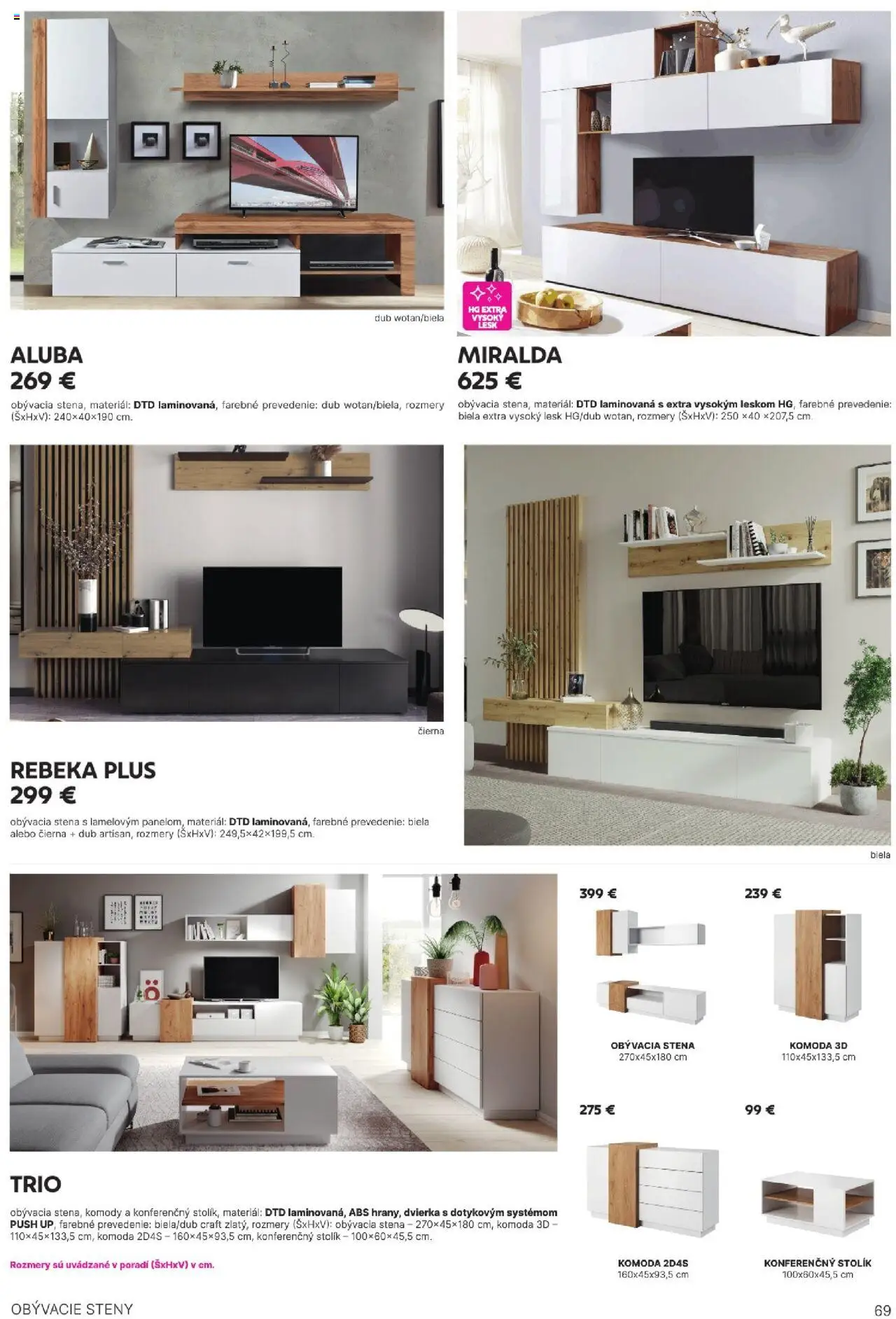 Nové Kondela akcie – leták je platný od 16.05.2025 | Strana: 69 | Produkty: Komody, Obývacie steny, Komoda, Konferenčný stolík