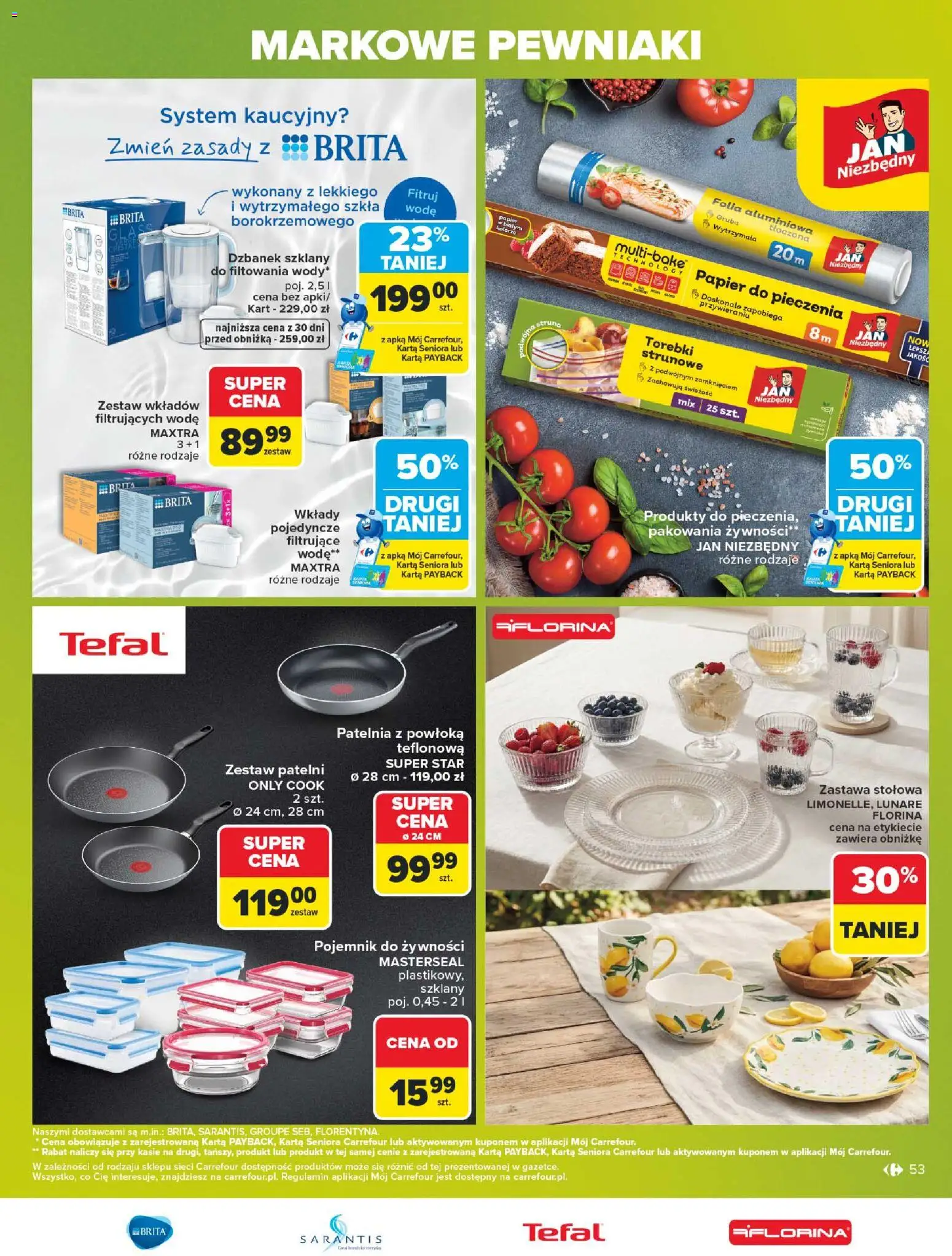 Carrefour gazetka - Markowe pewniaki od 20.07.2026 | Strona: 53 | Produkty: Karta, Papier do pieczenia, Patelnia, Tefal