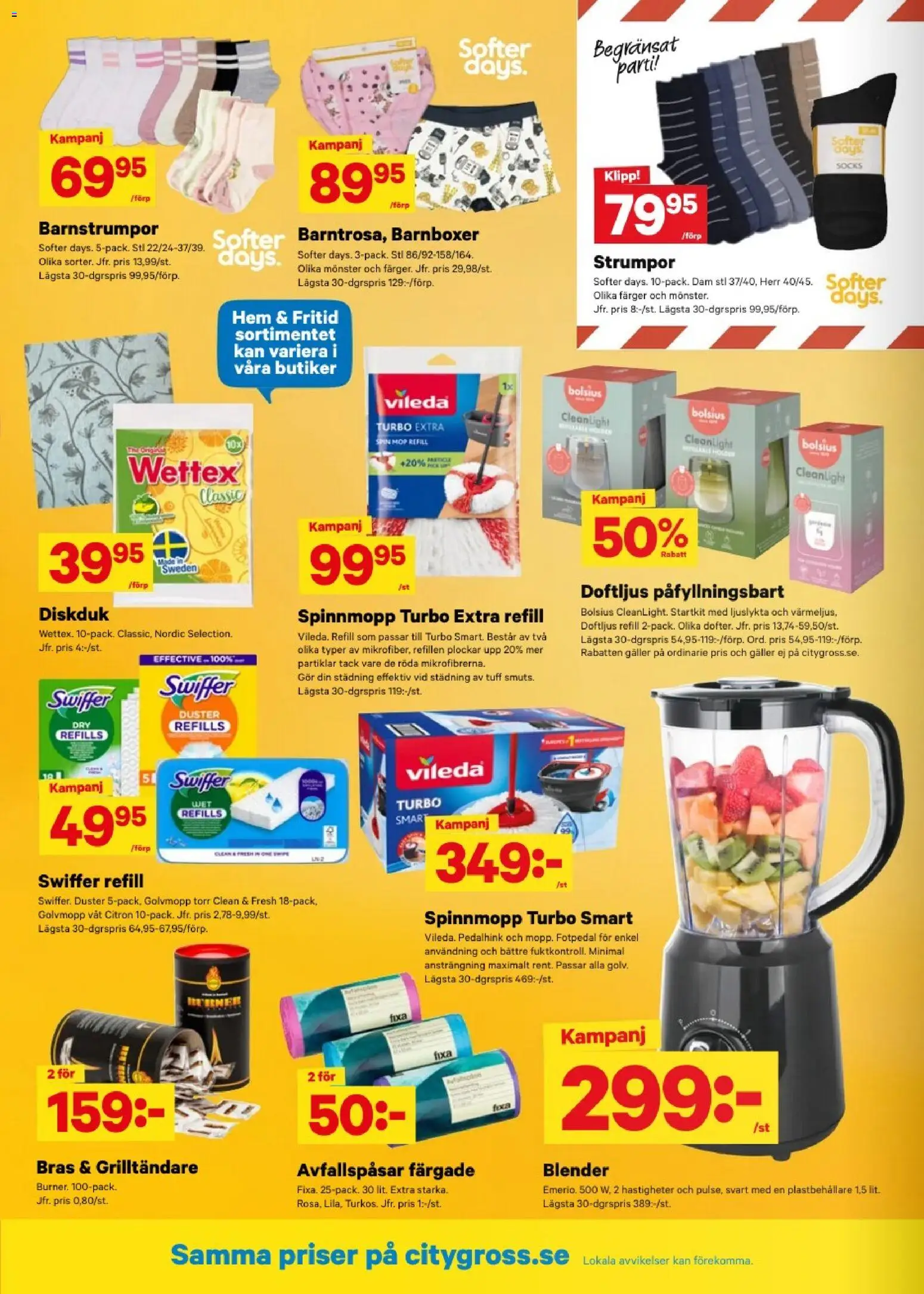 City Gross reklamblad aktuell från 10/08/2026 | Sida: 12 | Produkter: Grilltändare, Strumpor, Blender, Citron