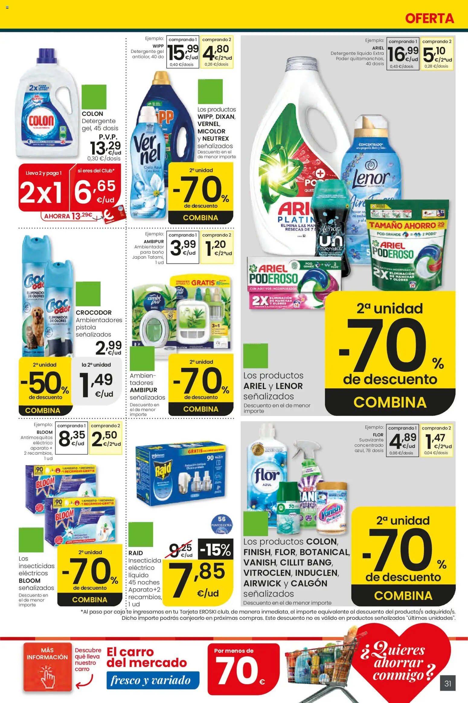 Eroski Ofertones de verano │ válido desde el 28.05.2026 | Página: 31 | Productos: Detergente, Té, Suavizante, Caja