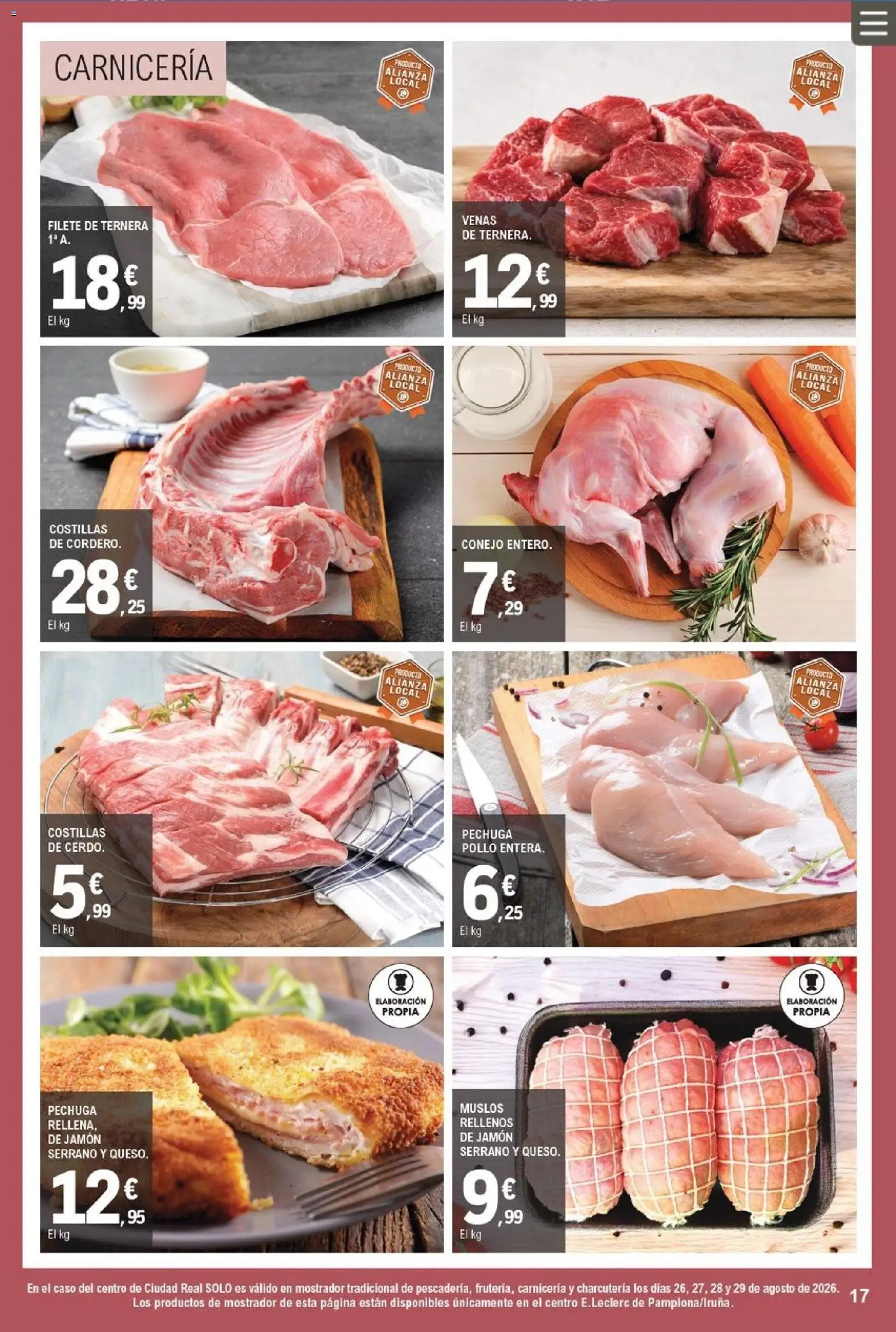 E.Leclerc - Pamplona │ válido desde el 26/08/2026 | Página: 17 | Productos: Jamón serrano, Jamón, Filete, Pollo