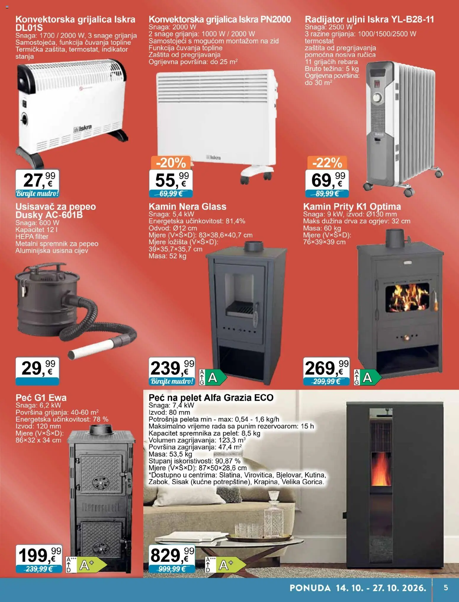 KTC katalog | vrijedi od 14.10.2026 | Stranica: 5 | Proizvodi: Usisavač, Drva za ogrjev, Radijator, Kamin