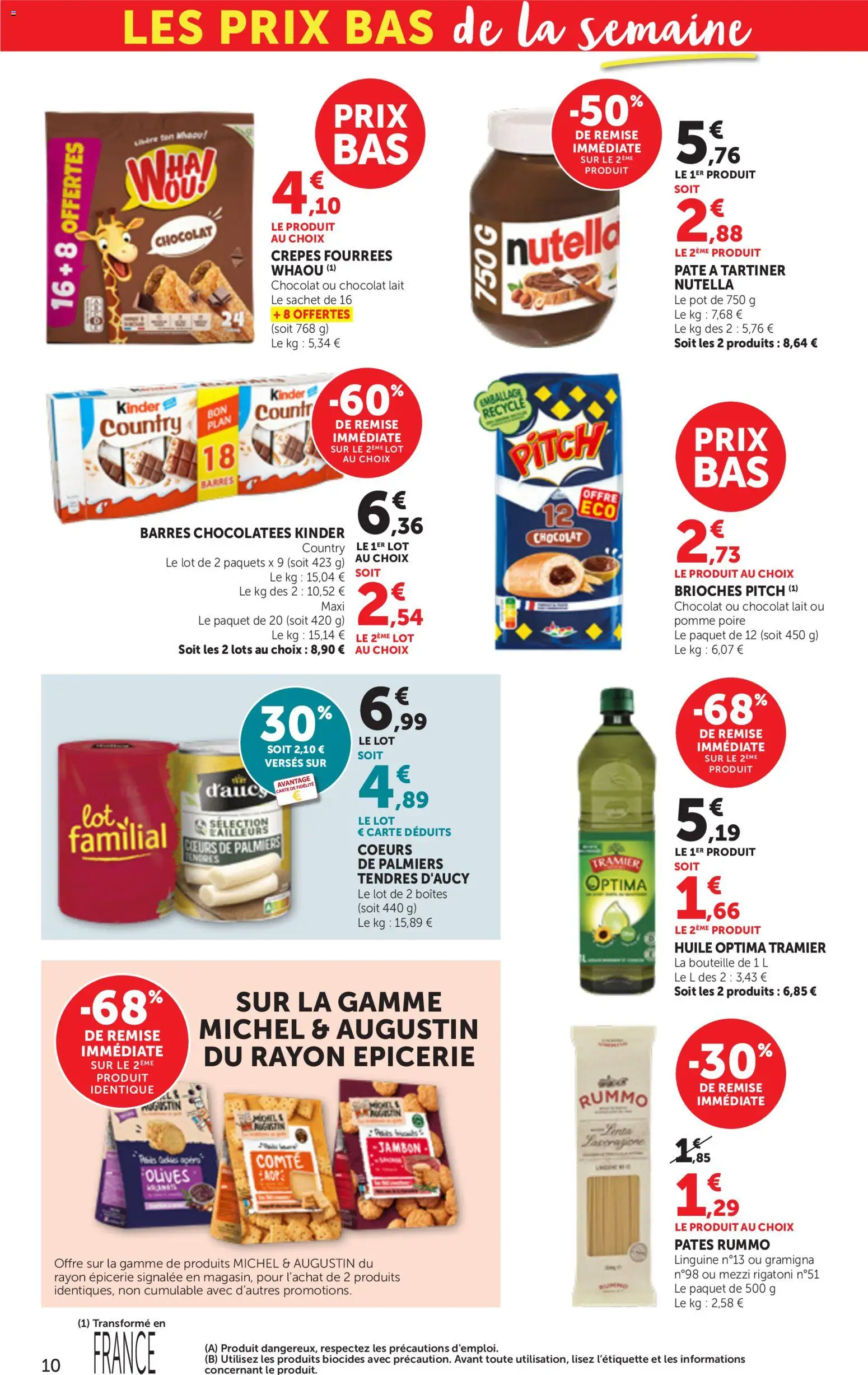 {H1} | Page: 10 | Produits: Olives, Poire, Nutella, Huile