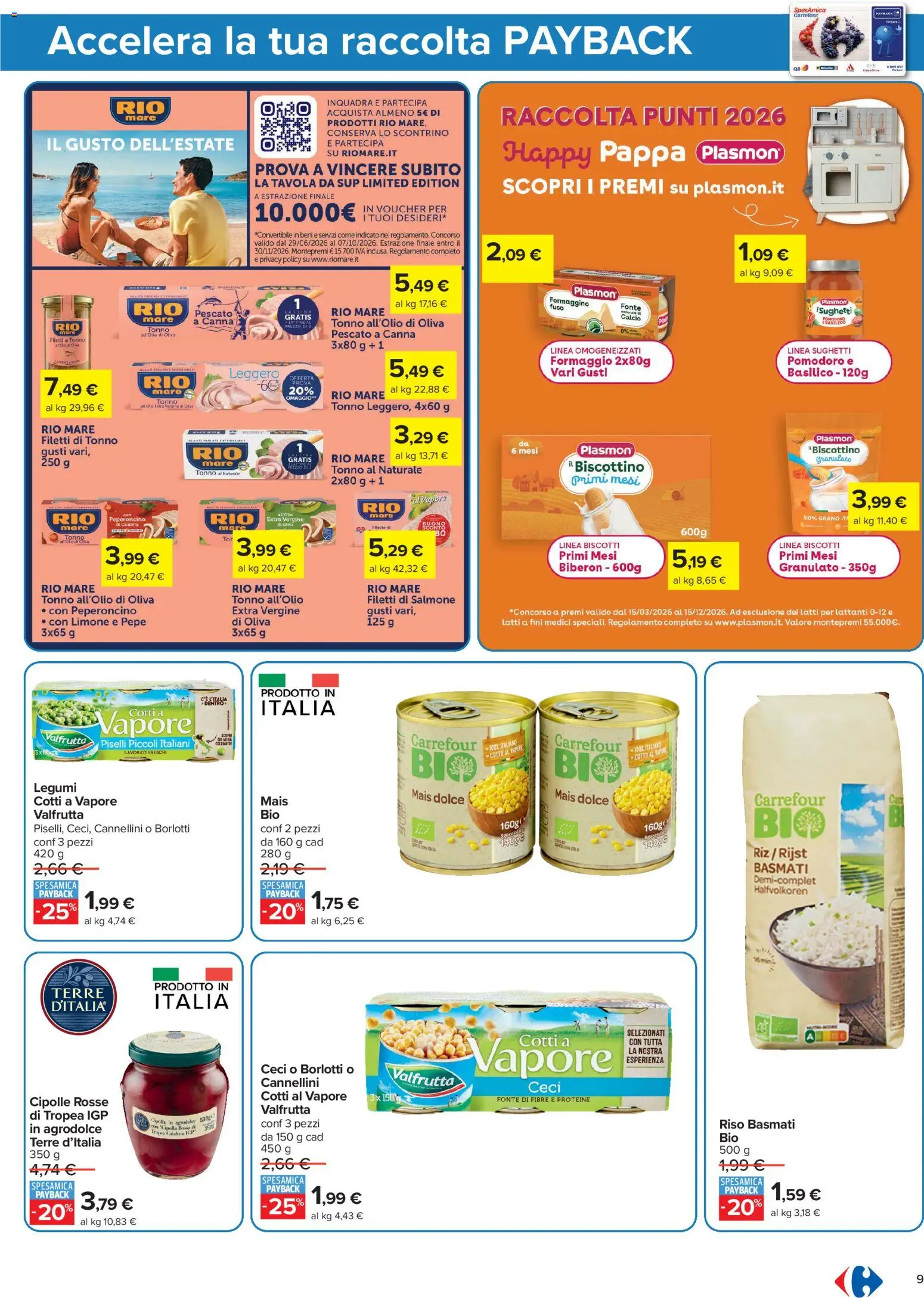 Volantino Carrefour del 06/08/2026 | Pagina: 9 | Prodotti: Riso Basmati, Cipolla, Piselli, Tonno
