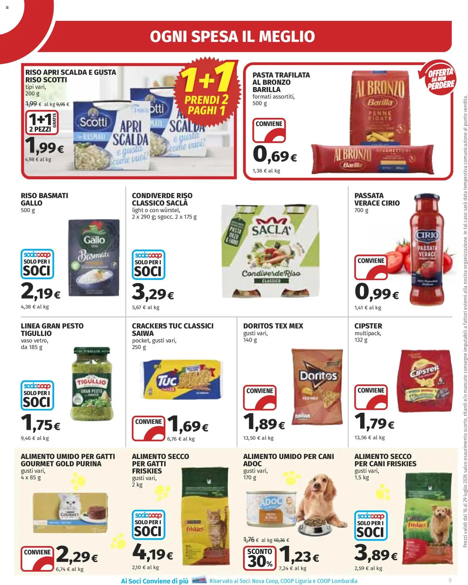 Volantino Ipercoop del 16/07/2026 | Pagina: 9 | Prodotti: Riso, Crackers, Pesto, Penne
