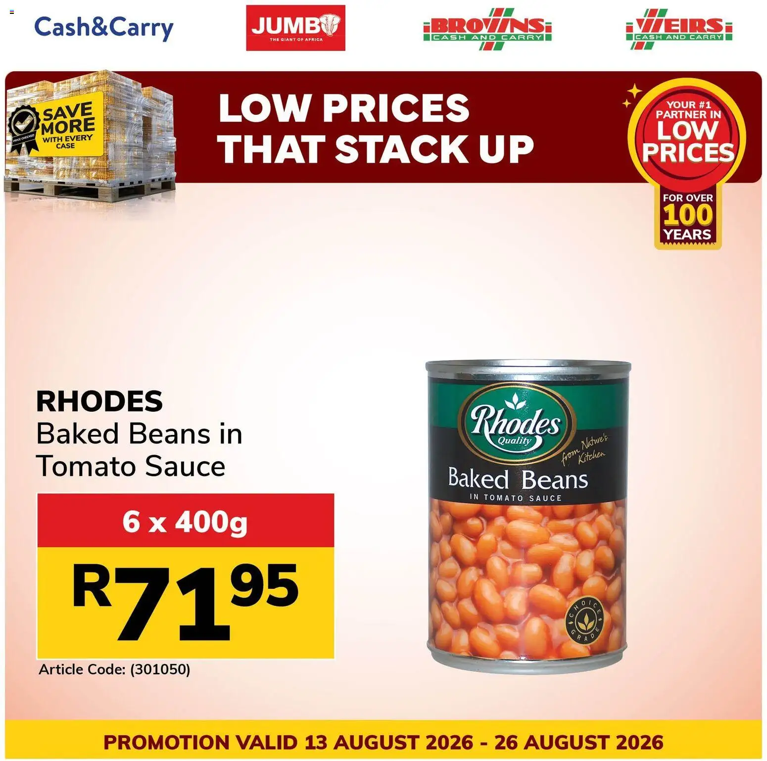 New Jumbo catalogue – valid from 13/08/2026 | Page: 1 | Products: Beans, Baked beans, Case, Tomato sauce