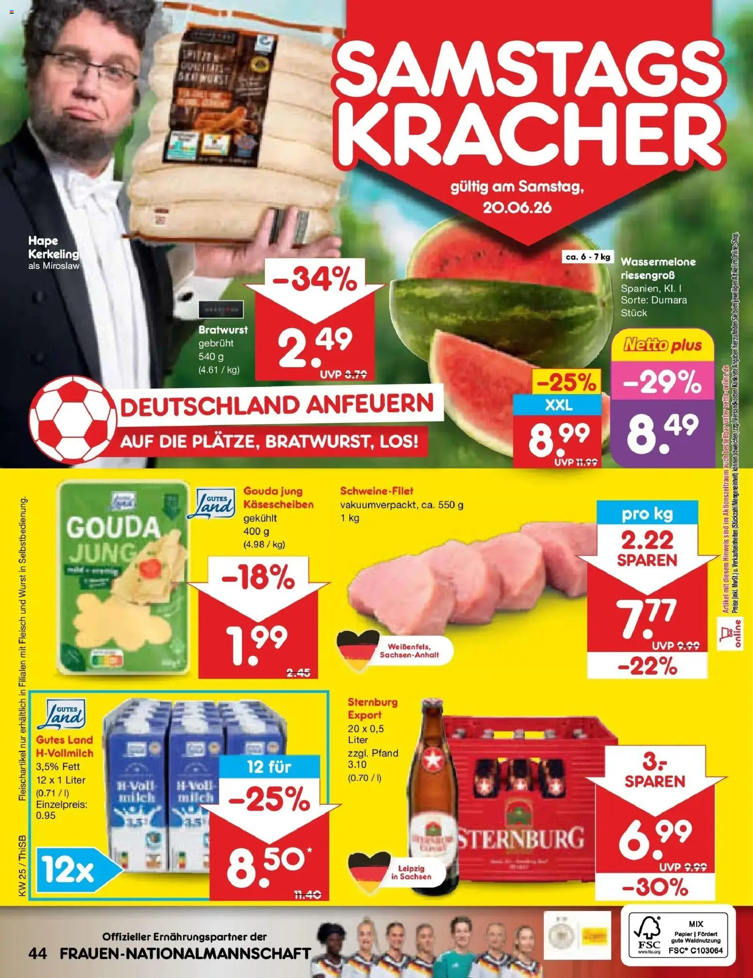 Netto Marken-Discount Prospekt Pirna – gültig ab 14.06.2026 | Seite: 56 | Produkte: Milch, Schweinefilet, Wurst, Wassermelone