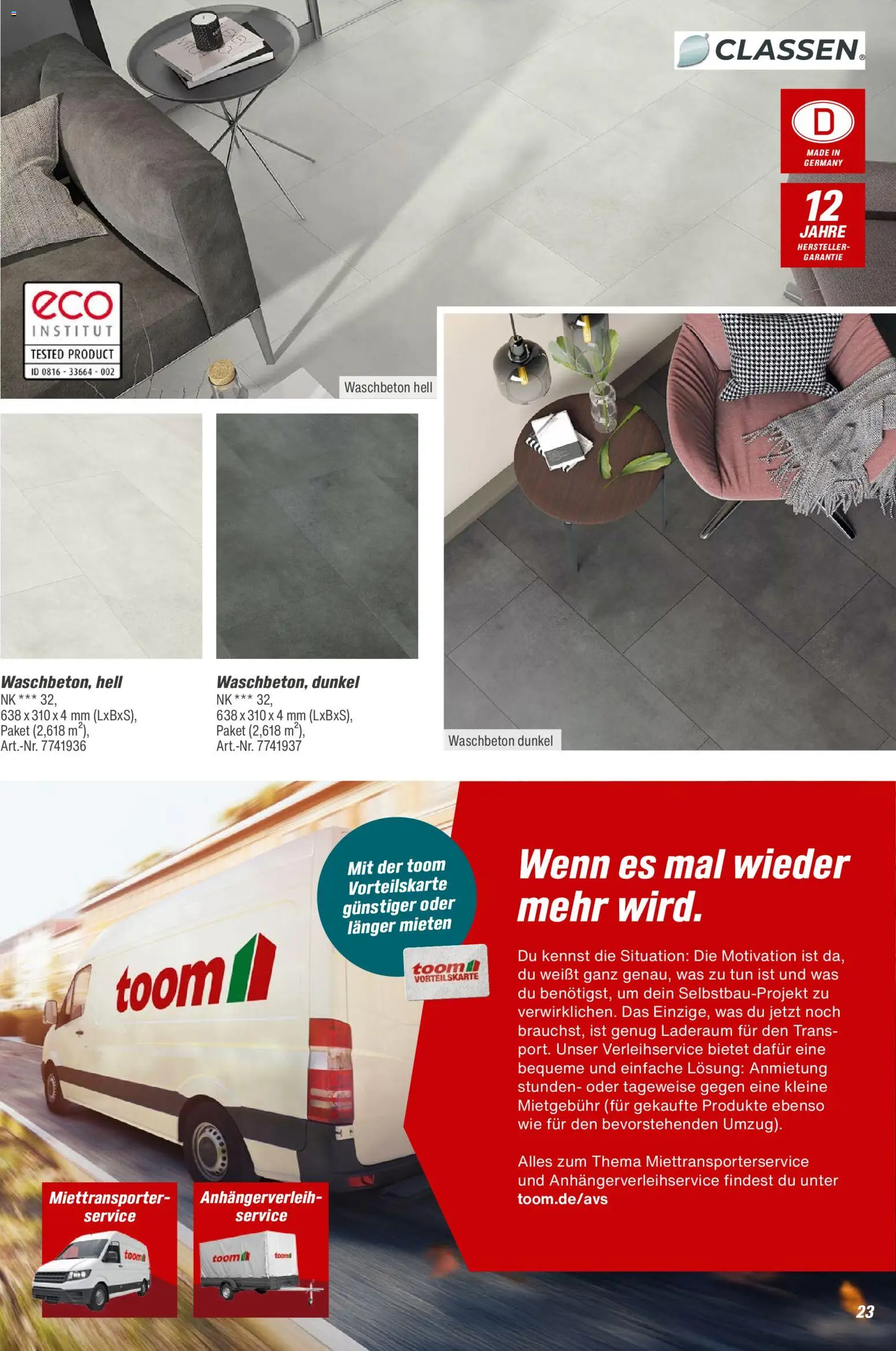 Toom Baumarkt Bodenbeläge & Zubehör – gültig ab 01.01.2026 | Seite: 23