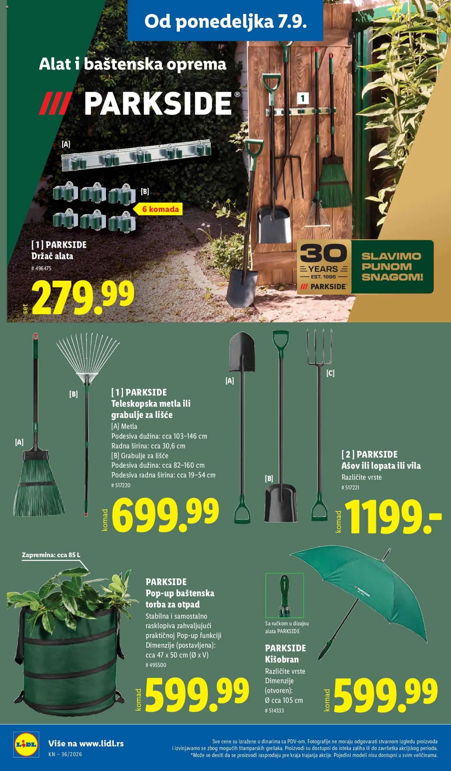 Lidl katalog - važi od 03.09.2026 | Strana: 104 | Proizvode: Parkside, Kišobran, Torba, Alat