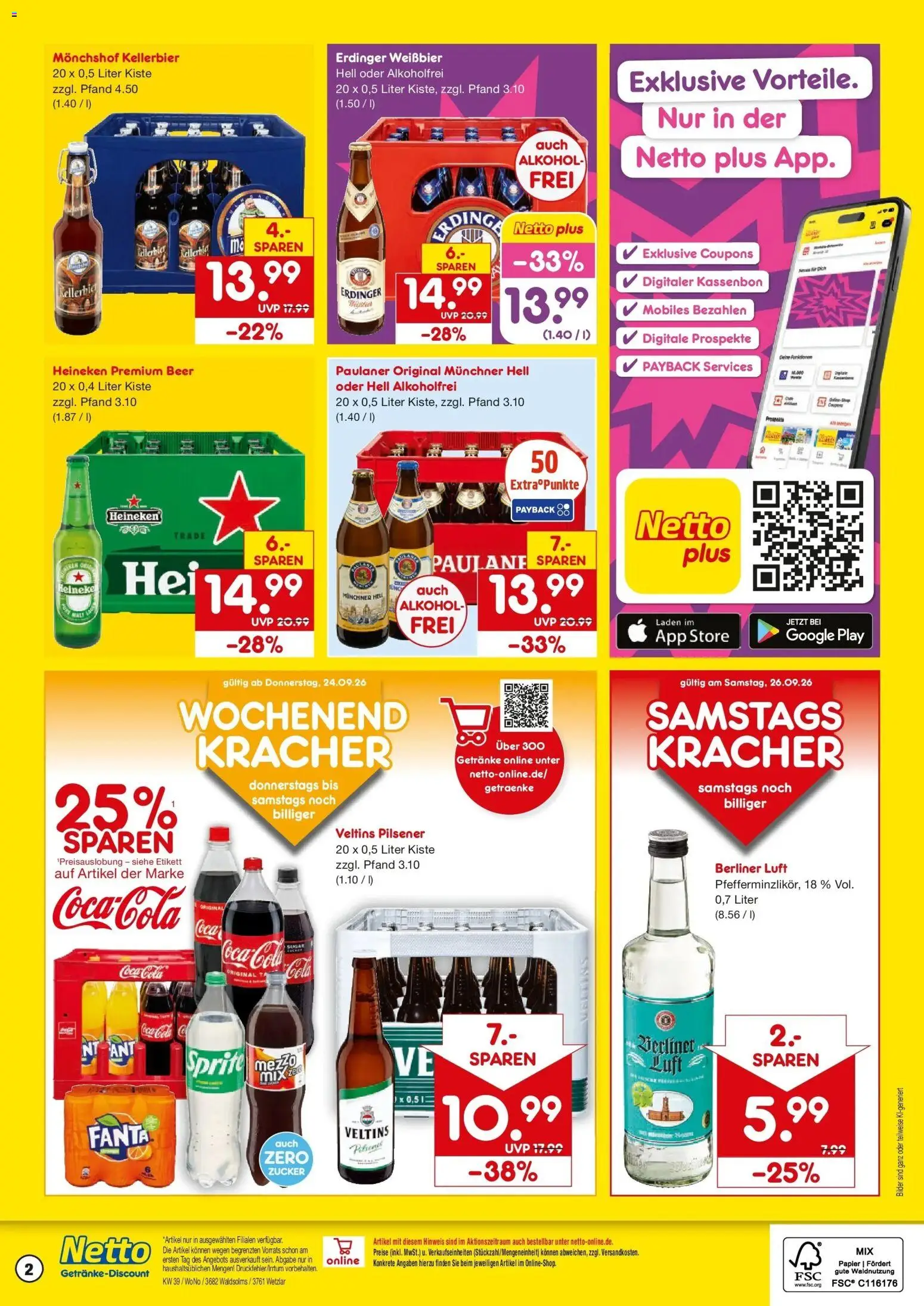 Netto Marken-Discount Prospekt Waldsolms-Brandoberndorf – gültig ab 21.09.2026 | Seite: 2 | Produkte: Berliner, Fanta, Alkohol, Paulaner