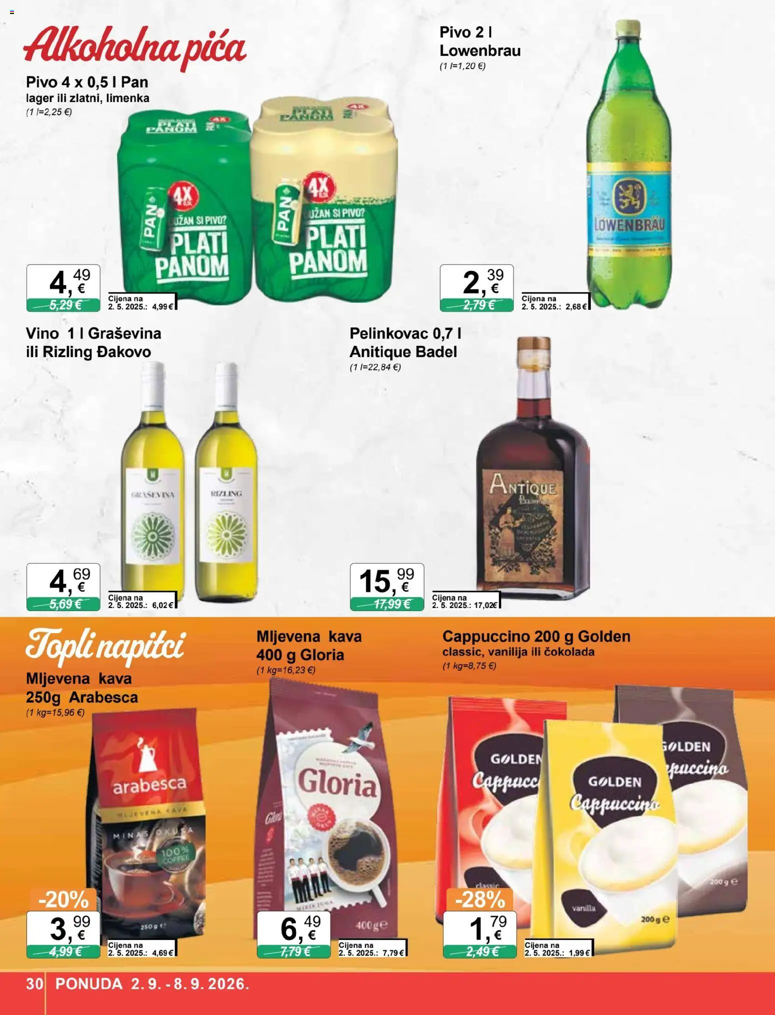 KTC katalog | vrijedi od 02.09.2026 | Stranica: 30 | Proizvodi: Mljevena kava, Vino, Pivo, Badel