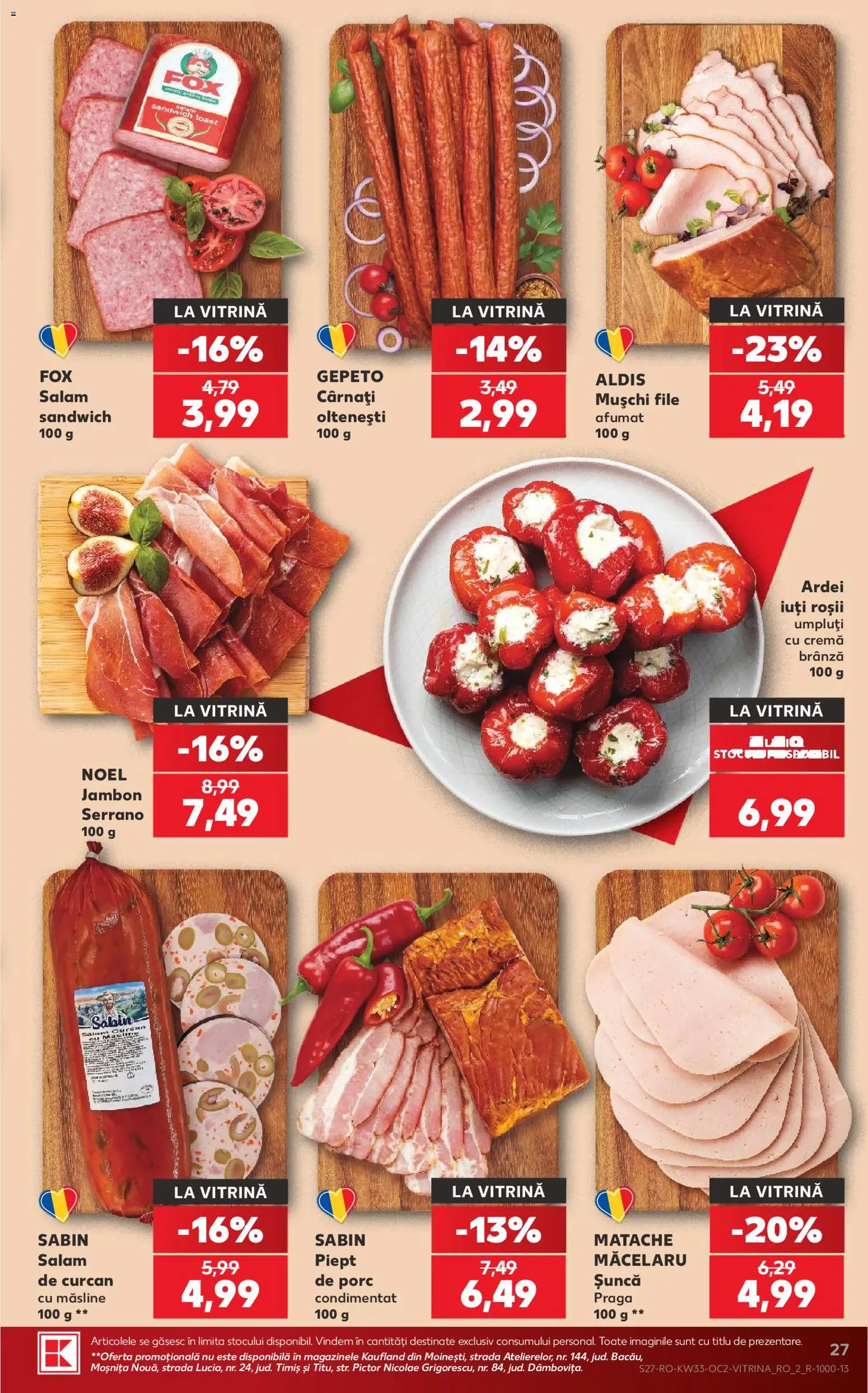 Noul catalog Kaufland – valabil de la 12.08.2026 | Pagină: 27 | Produse: Vitrină, Mușchi, Brânză, Salam