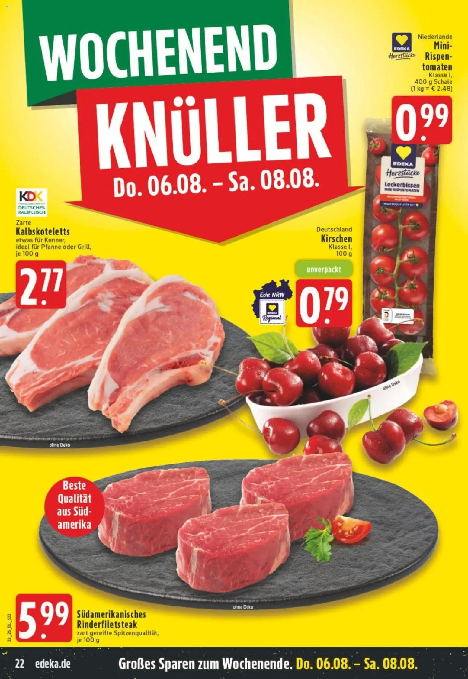 Edeka Prospekt Dortmund – gültig ab 03.08.2026 | Seite: 22 | Produkte: Tomaten, Kirschen