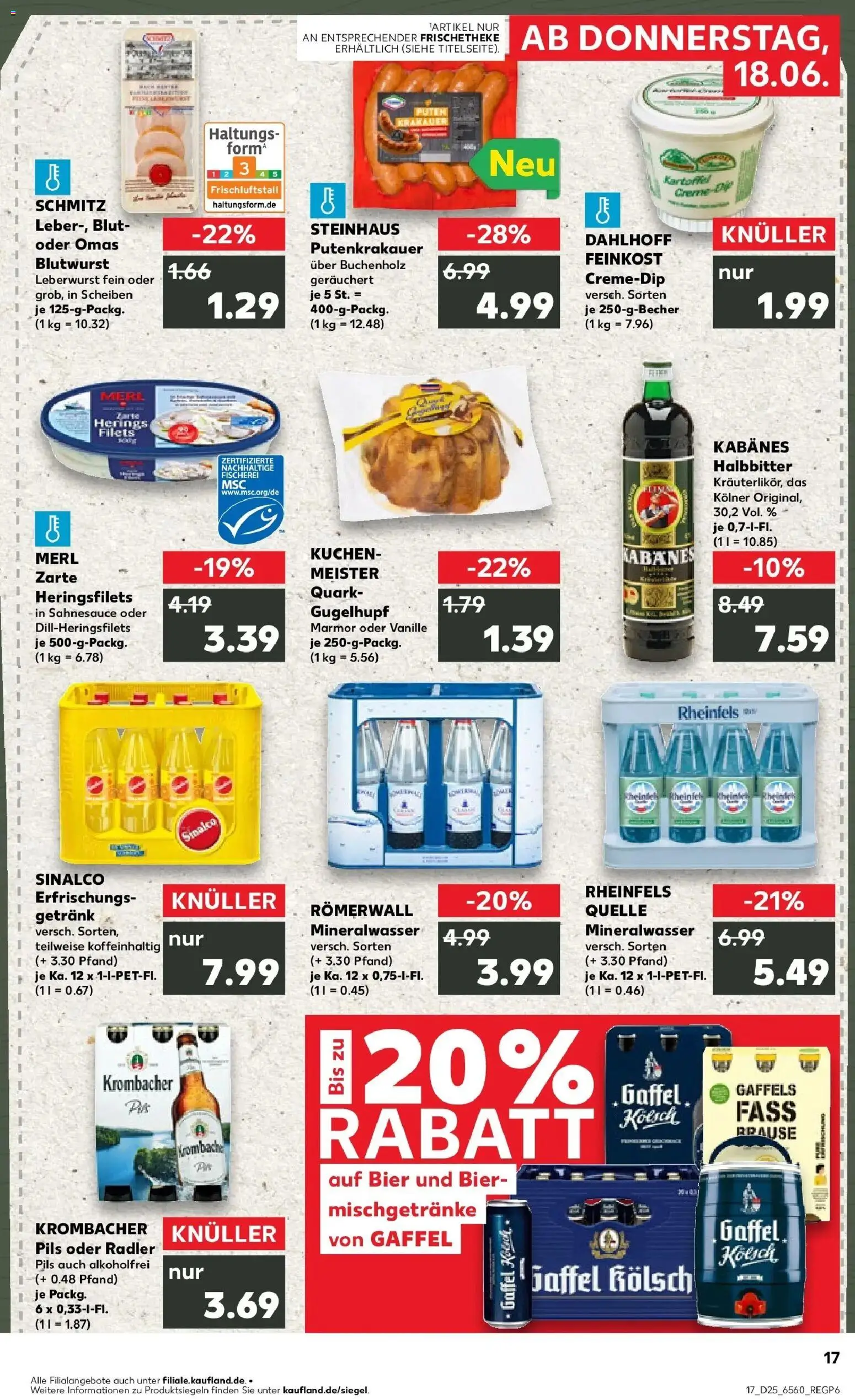 Kaufland Prospekt Kerpen – gültig ab 18.06.2026 | Seite: 17 | Produkte: Sinalco, Quark, Mineralwasser, Radler