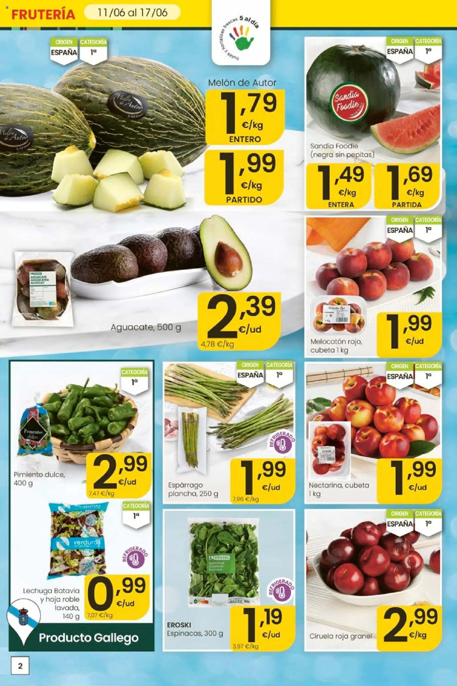 Eroski Ofertas │ válido desde el 11.06.2026 | Página: 2 | Productos: Φορτιστής, Κάδος απορρυμάτων, Sandía