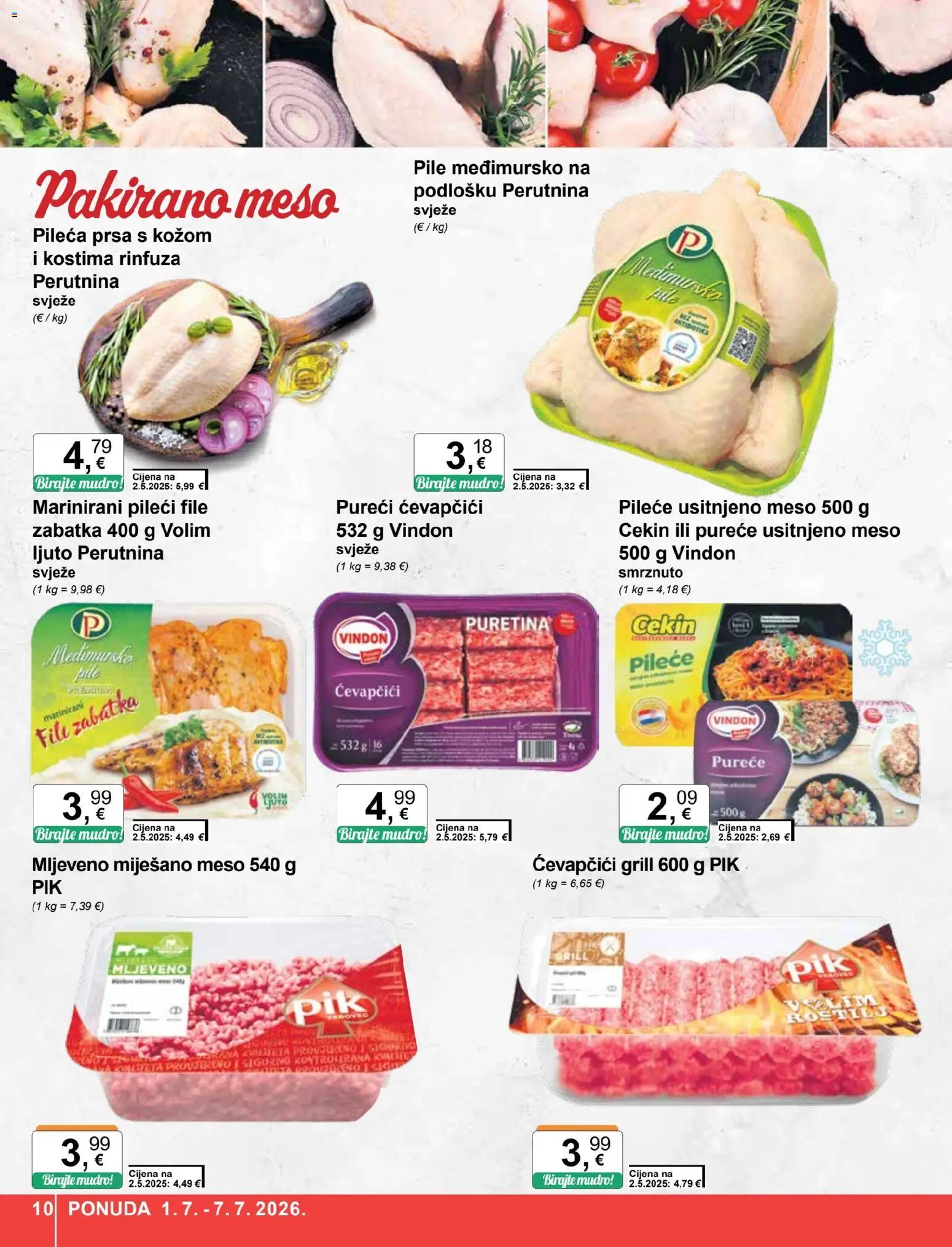KTC katalog | vrijedi od 01.07.2026 | Stranica: 10 | Proizvodi: Puretina, Pileći file, Meso, Pileća prsa
